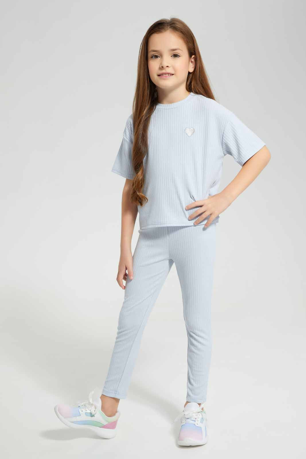 Redtag-Charcoal-Loungewear-LS-Rib-Legging-Category:Joggers,-Colour:Charcoal,-Deals:New-In,-Filter:Girls-(2-to-8-Yrs),-GIR-Joggers,-New-In-GIR-APL,-Non-Sale,-Section:Girls-(0-to-14Yrs),-W22A-Girls-2 to 8 Years