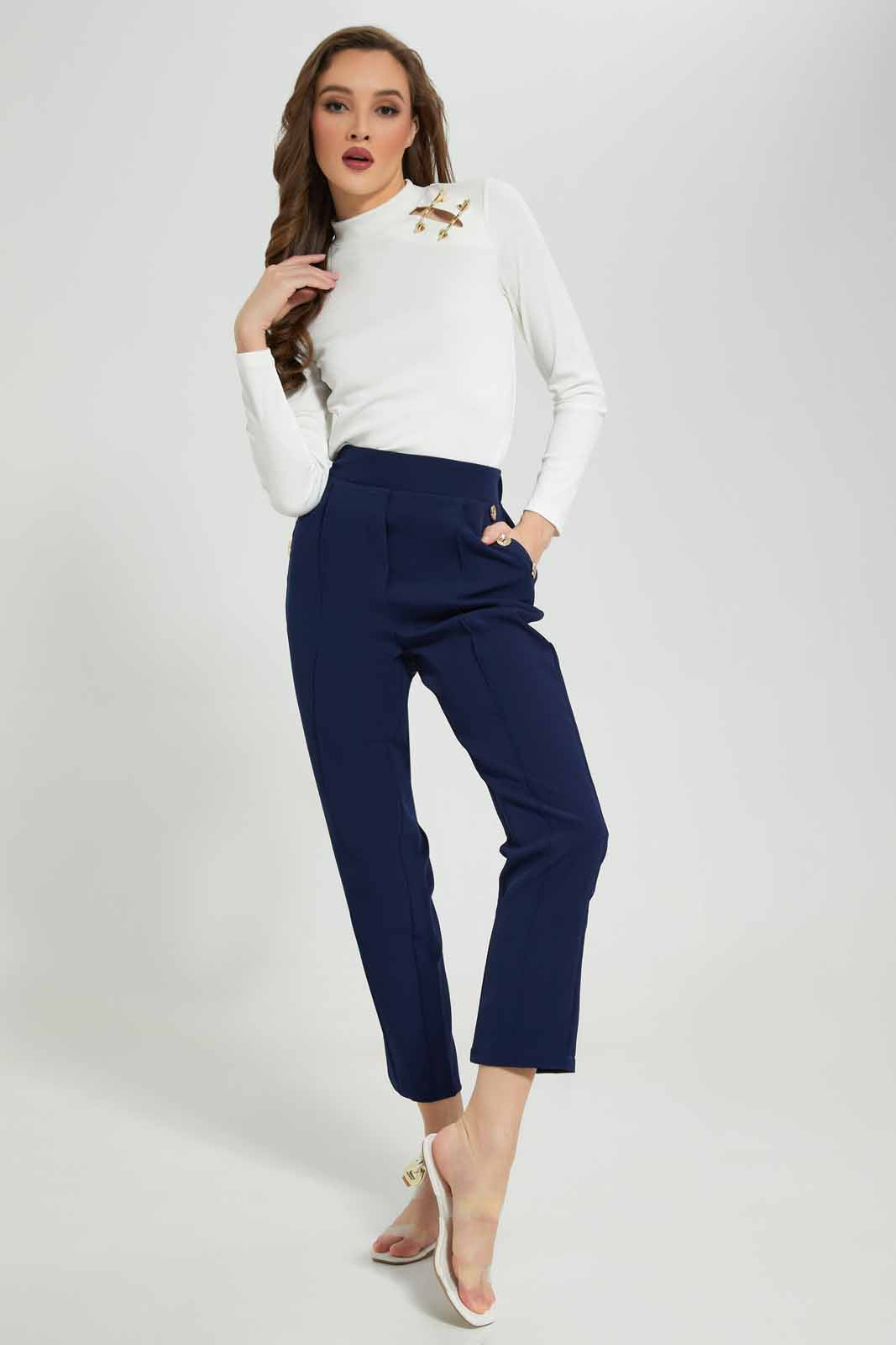 Redtag-Ivory-High-Neck-Top-With-Metal-Hardware-Detail-Category:Tops,-Colour:Ivory,-Deals:New-In,-Filter:Women's-Clothing,-LDC,-LDC-Tops,-New-In-LDC-APL,-Non-Sale,-Section:Women,-W22B-Women's-