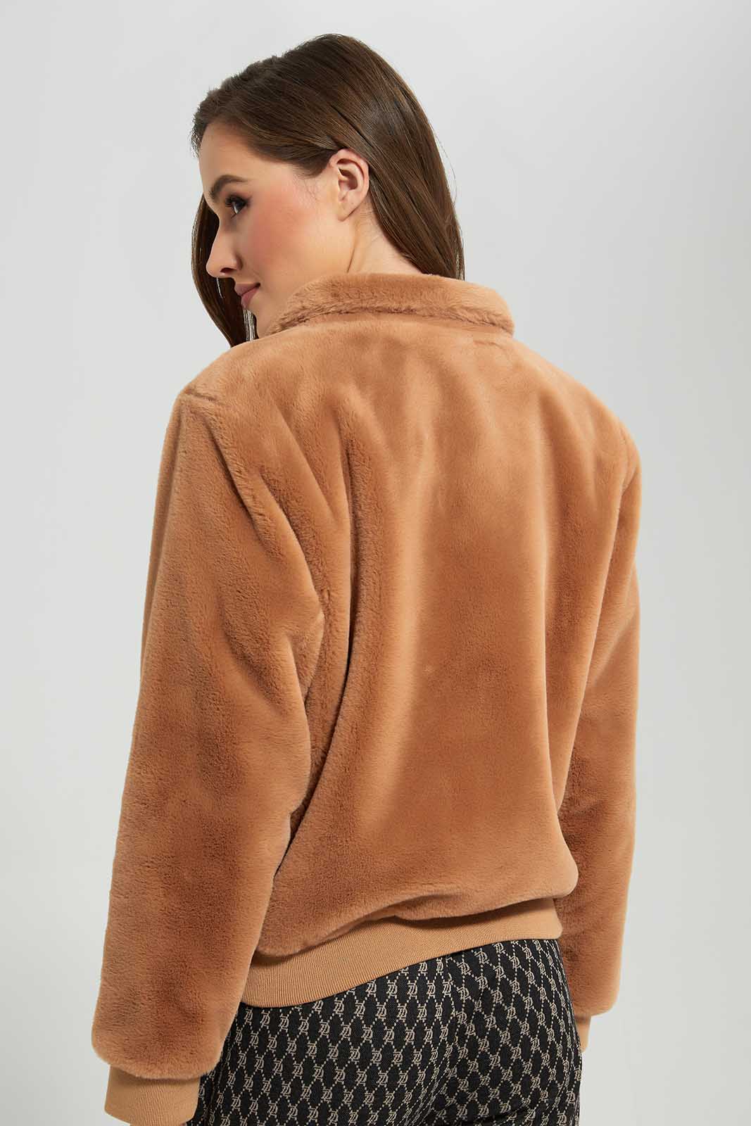 Redtag-Sand-Fur-Bomber-Jacket-Category:Jackets,-Colour:Sand,-Deals:New-In,-Dept:Ladieswear,-Filter:Women's-Clothing,-LDC,-LDC-Jackets,-New-In-LDC-APL,-Non-Sale,-Section:Women,-W22B-Women's-