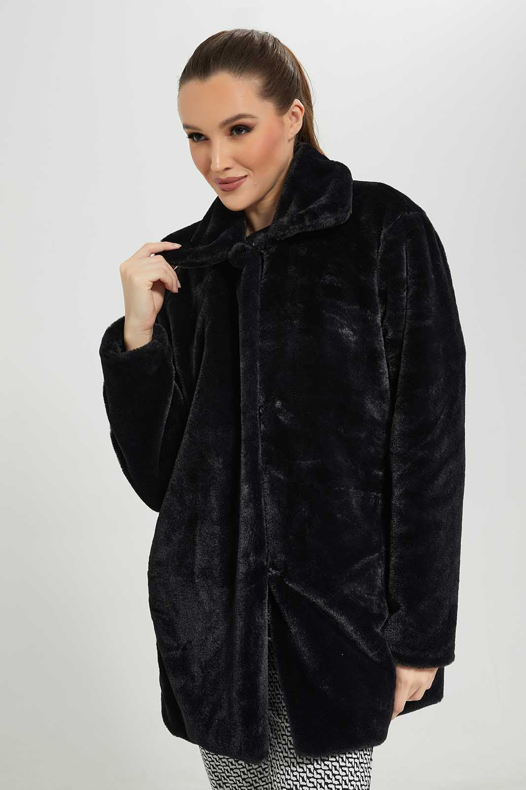 Redtag-Black-Fur-Jacket-Category:Jackets,-Colour:Black,-Deals:New-In,-Dept:Ladieswear,-Filter:Women's-Clothing,-LDC,-LDC-Jackets,-New-In-LDC-APL,-Non-Sale,-Section:Women,-W22B-Women's-