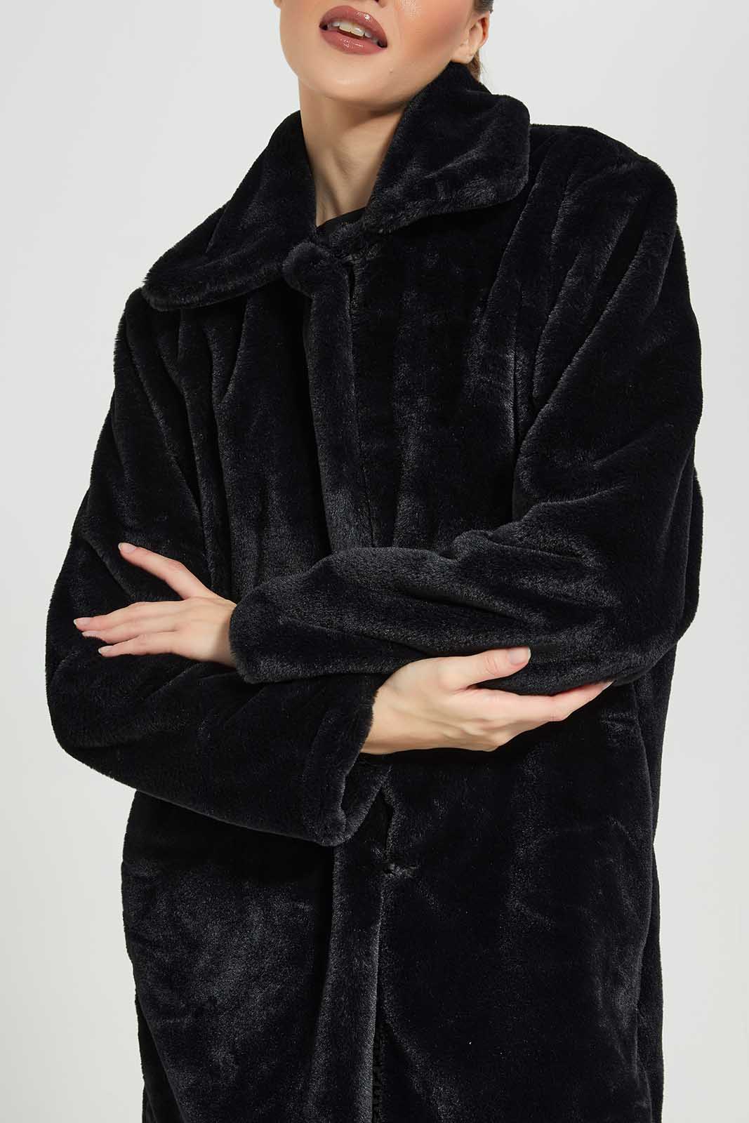 Redtag-Black-Fur-Jacket-Category:Jackets,-Colour:Black,-Deals:New-In,-Dept:Ladieswear,-Filter:Women's-Clothing,-LDC,-LDC-Jackets,-New-In-LDC-APL,-Non-Sale,-Section:Women,-W22B-Women's-