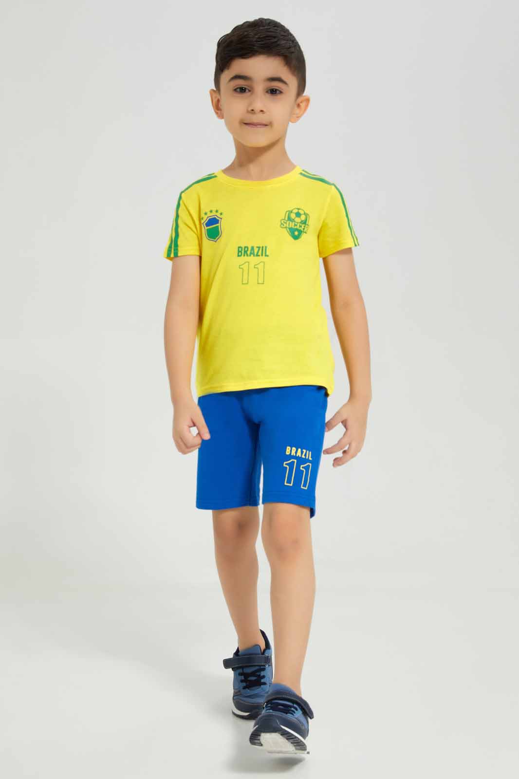 Boys Blue And Yellow Brazil Football Set (2 Piece)