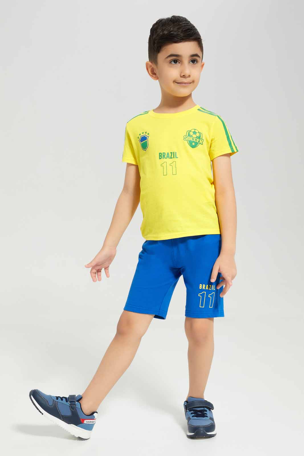 Boys Blue And Yellow Brazil Football Set (2 Piece)