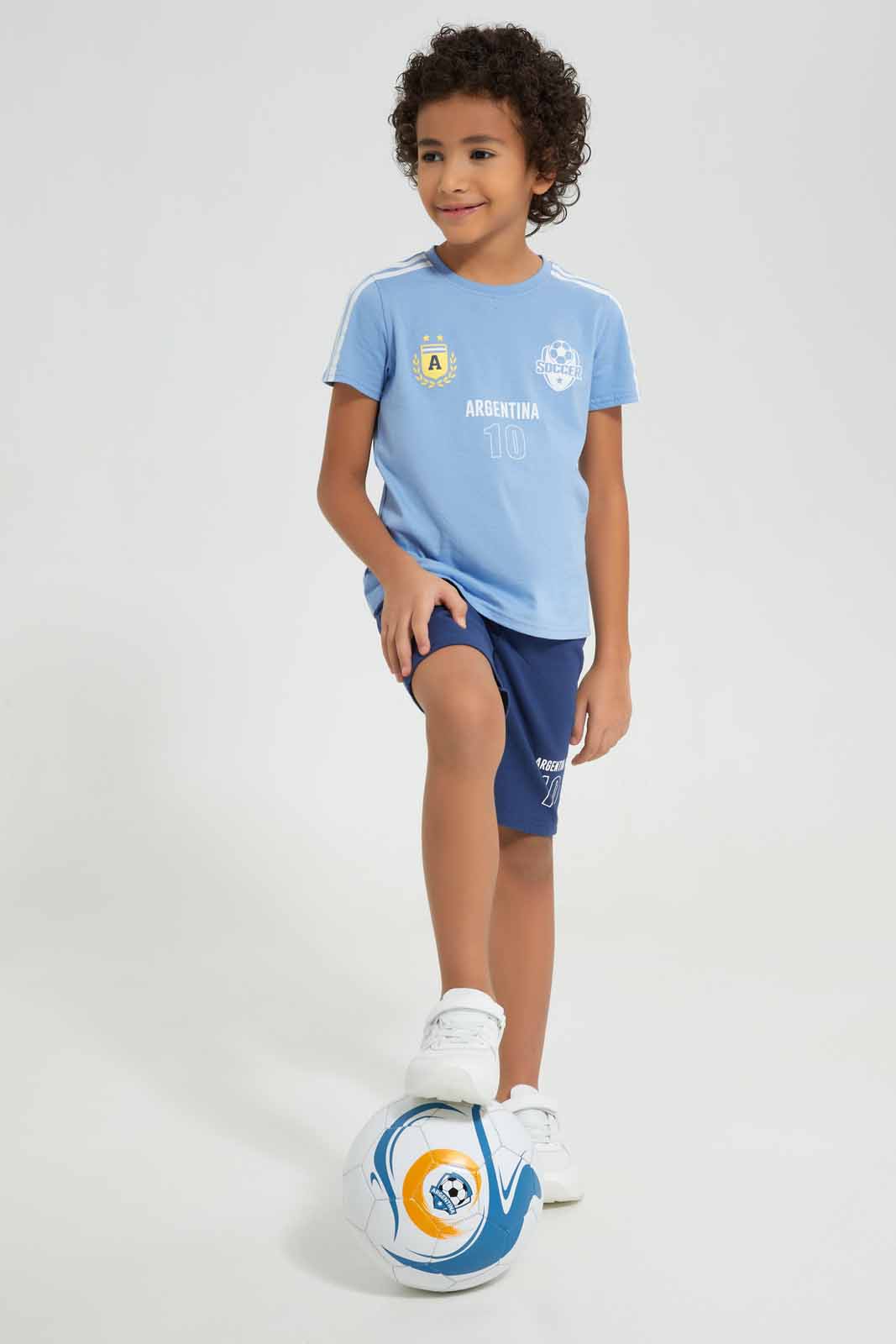 Boys Navy And Blue Argentina Football Set (2 Piece)