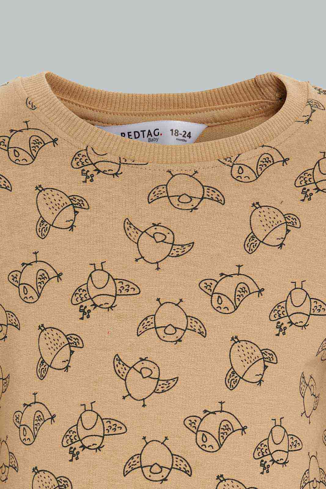 Redtag-Beige-Birds-Printed-Crew-Sweatshirts-Category:Sweatshirts,-Colour:Beige,-Deals:New-In,-Dept:Boys,-Filter:Infant-Boys-(3-to-24-Mths),-INB-Sweatshirts,-New-In-INB-APL,-Non-Sale,-Section:Boys-(0-to-14Yrs),-TBL,-W22B-Infant-Boys-3 to 24 Months