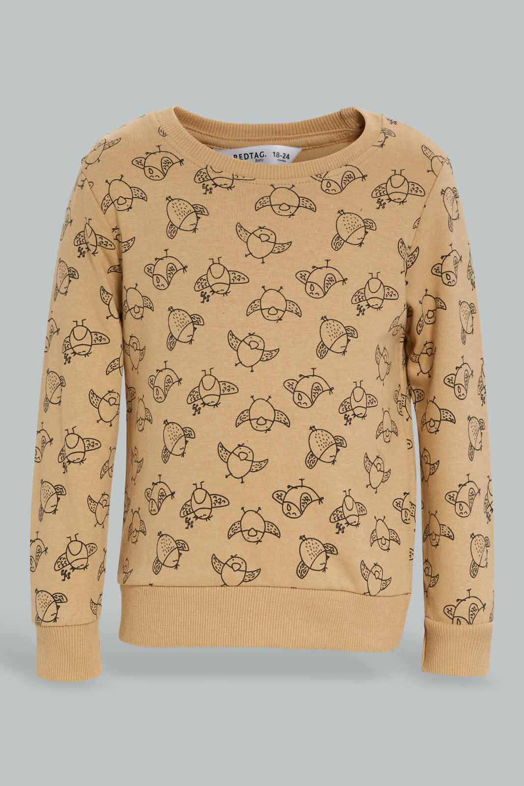 Redtag-Beige-Birds-Printed-Crew-Sweatshirts-Category:Sweatshirts,-Colour:Beige,-Deals:New-In,-Dept:Boys,-Filter:Infant-Boys-(3-to-24-Mths),-INB-Sweatshirts,-New-In-INB-APL,-Non-Sale,-Section:Boys-(0-to-14Yrs),-TBL,-W22B-Infant-Boys-3 to 24 Months
