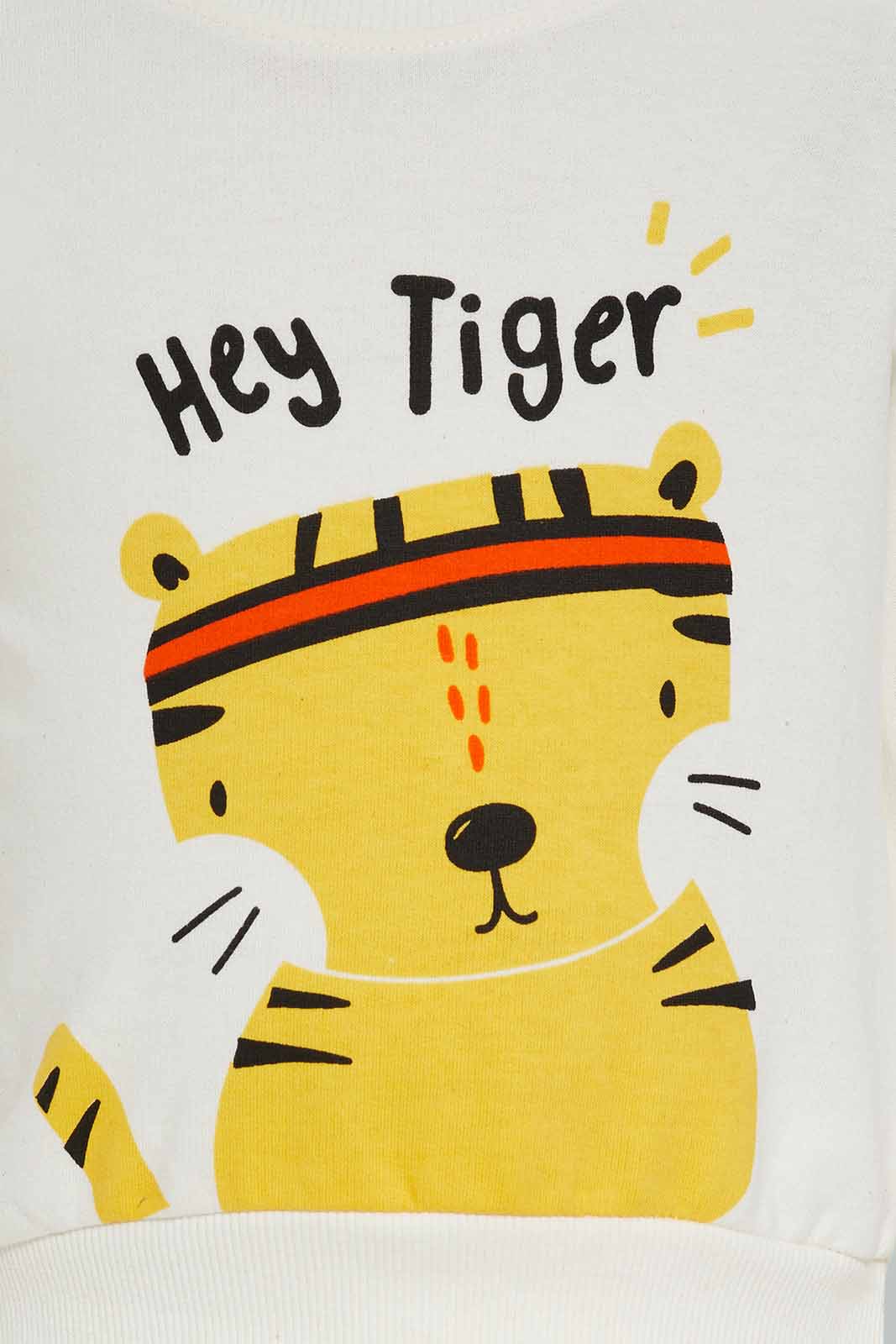 Redtag-Ecru-Hey-Tiger-Crew-Sweatshirts-Category:Sweatshirts,-Colour:Ecru,-Deals:New-In,-Filter:Infant-Boys-(3-to-24-Mths),-INB-Sweatshirts,-New-In-INB-APL,-Non-Sale,-Section:Boys-(0-to-14Yrs),-TBL,-W22B-Infant-Boys-3 to 24 Months