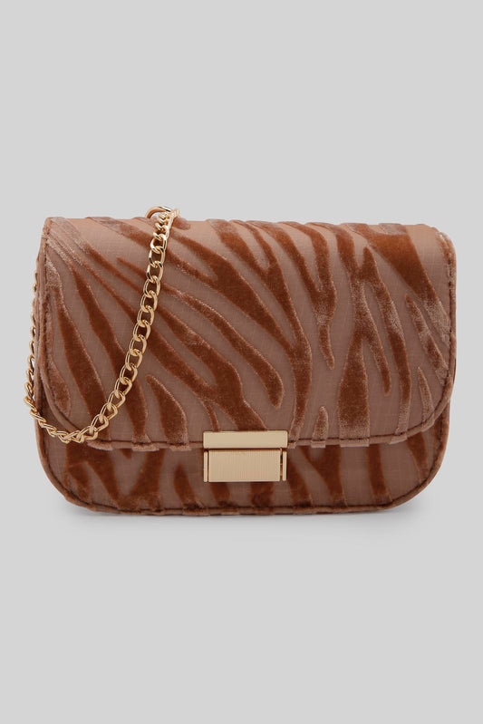 Redtag-Tan-And-White-Velvet-Cross-Body-Bags-Category:Bags,-Colour:Assorted,-Filter:Women's-Accessories,-New-In,-New-In-Women-ACC,-Non-Sale,-Section:Women,-W22B,-Women-Bags-Women-
