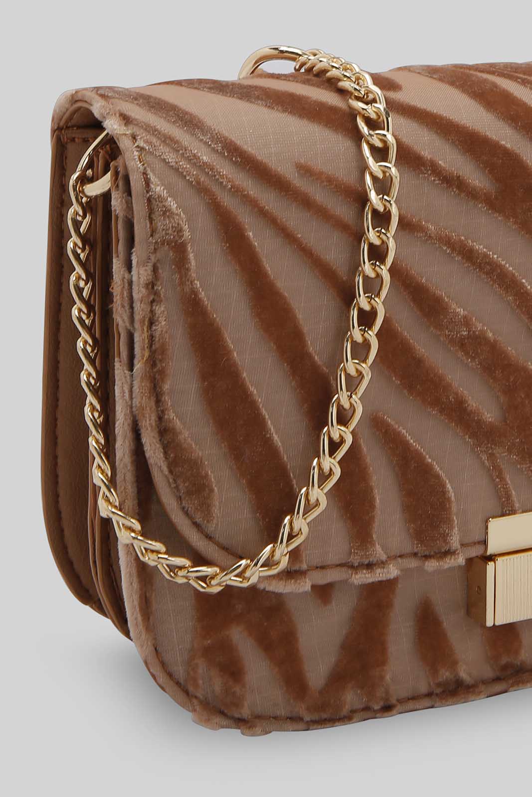 Redtag-Tan-And-White-Velvet-Cross-Body-Bags-Category:Bags,-Colour:Assorted,-Filter:Women's-Accessories,-New-In,-New-In-Women-ACC,-Non-Sale,-Section:Women,-W22B,-Women-Bags-Women-