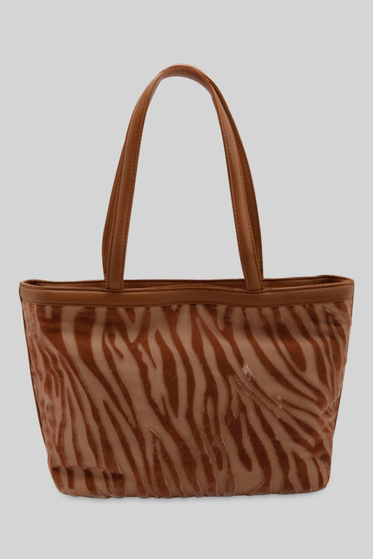 Redtag-Tan-And-White-Velvet-Tote-Bag-Category:Bags,-Colour:Assorted,-Filter:Women's-Accessories,-New-In,-New-In-Women-ACC,-Non-Sale,-Section:Women,-W22B,-Women-Bags-Women-