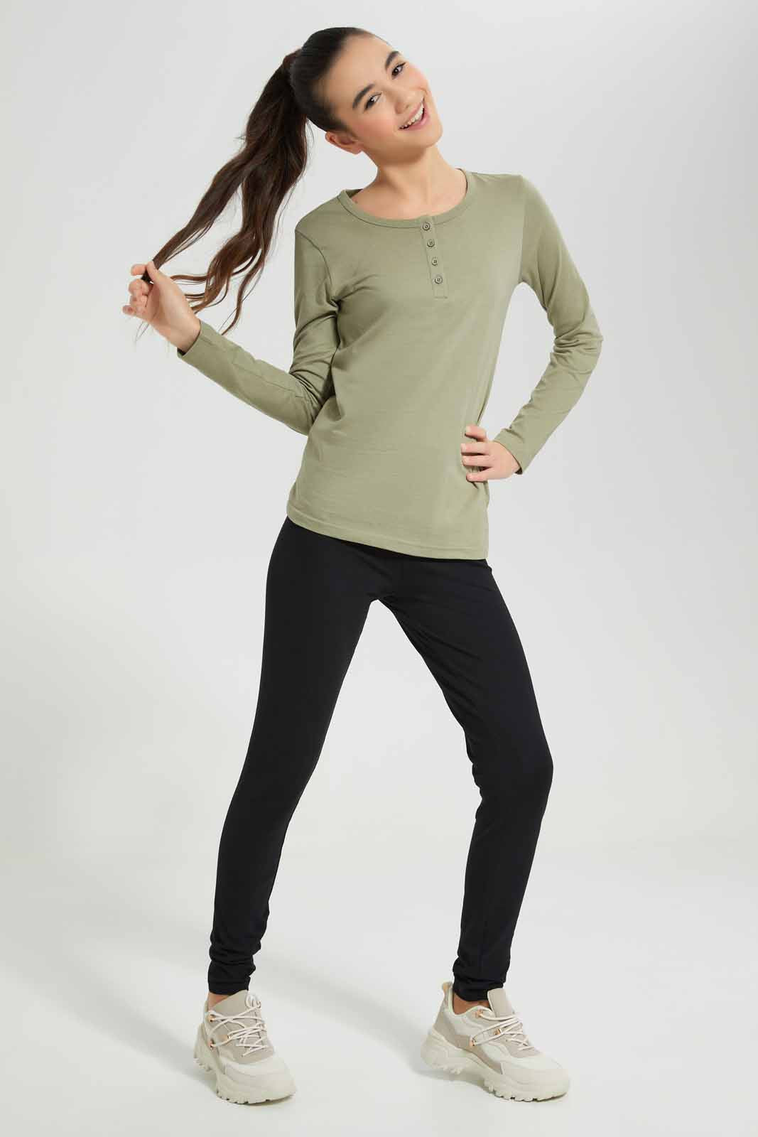 Redtag-Black-Pique-Leggings-Category:Leggings,-Colour:Black,-Deals:New-In,-Filter:Senior-Girls-(8-to-14-Yrs),-GSR-Leggings,-New-In-GSR-APL,-Non-Sale,-Section:Girls-(0-to-14Yrs),-TBL,-W22A-Senior-Girls-9 to 14 Years