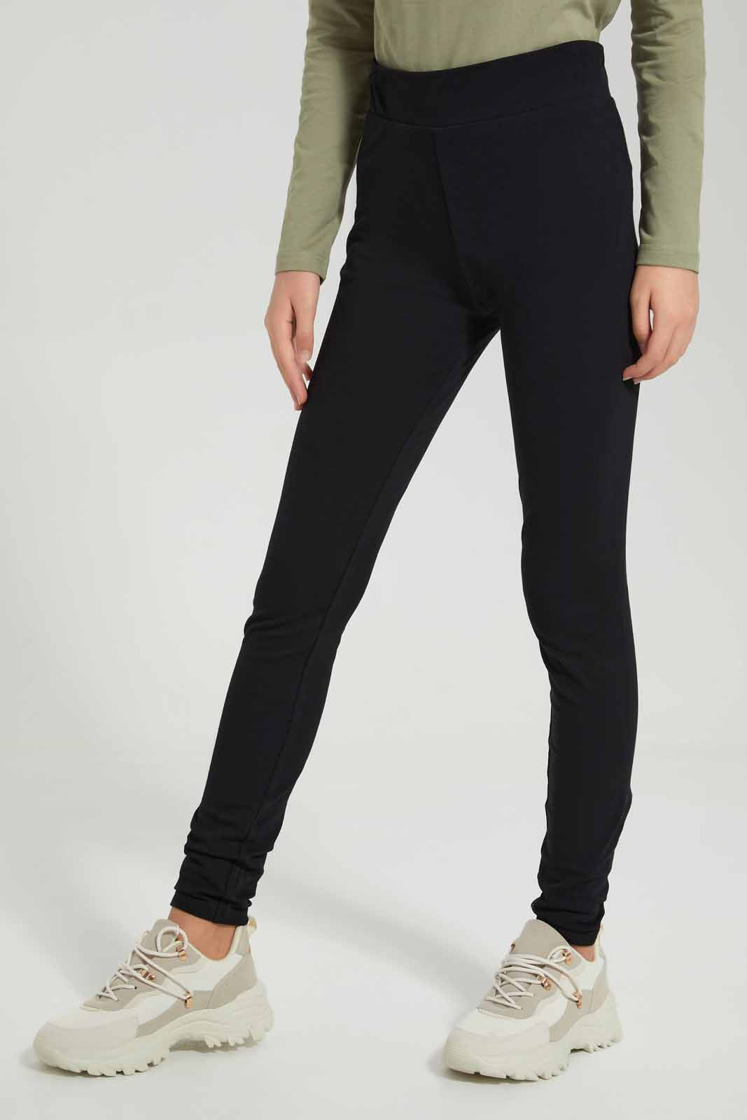 Redtag-Black-Pique-Leggings-Category:Leggings,-Colour:Black,-Deals:New-In,-Filter:Senior-Girls-(8-to-14-Yrs),-GSR-Leggings,-New-In-GSR-APL,-Non-Sale,-Section:Girls-(0-to-14Yrs),-TBL,-W22A-Senior-Girls-9 to 14 Years