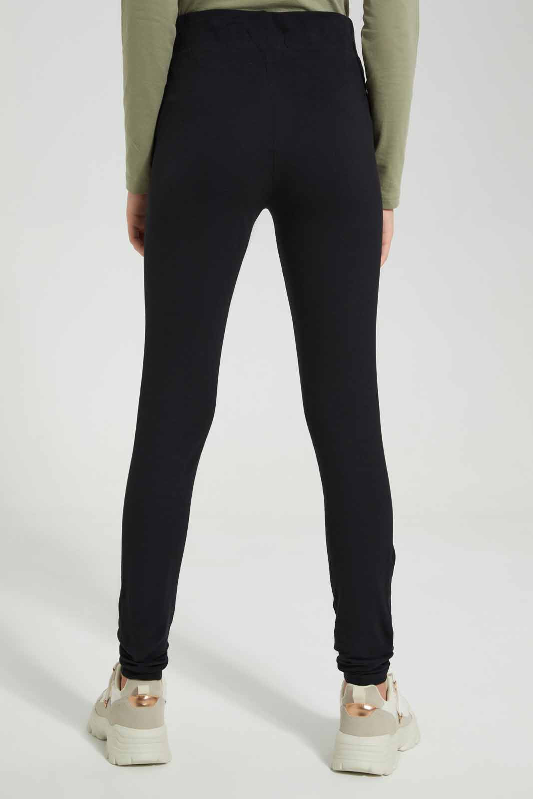 Redtag-Black-Pique-Leggings-Category:Leggings,-Colour:Black,-Deals:New-In,-Filter:Senior-Girls-(8-to-14-Yrs),-GSR-Leggings,-New-In-GSR-APL,-Non-Sale,-Section:Girls-(0-to-14Yrs),-TBL,-W22A-Senior-Girls-9 to 14 Years