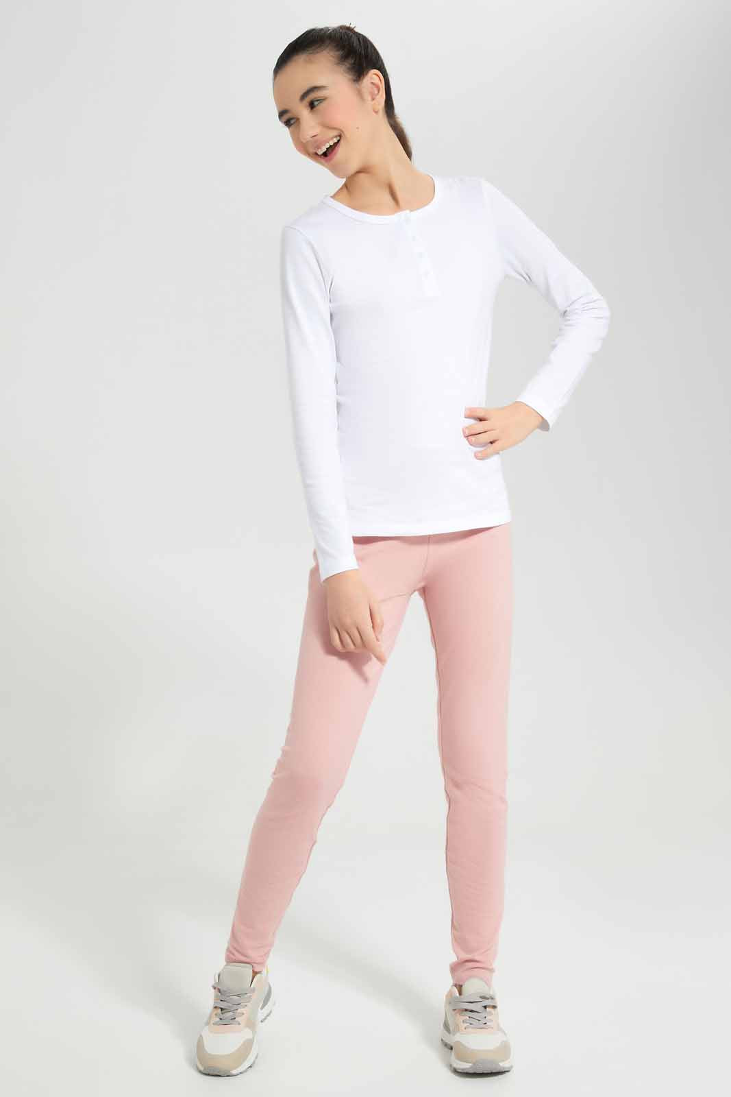 Redtag-Pink-Pique-Leggings-Category:Leggings,-Colour:Apricot,-Deals:New-In,-Filter:Senior-Girls-(8-to-14-Yrs),-GSR-Leggings,-New-In-GSR-APL,-Non-Sale,-Section:Girls-(0-to-14Yrs),-TBL,-W22A-Senior-Girls-9 to 14 Years