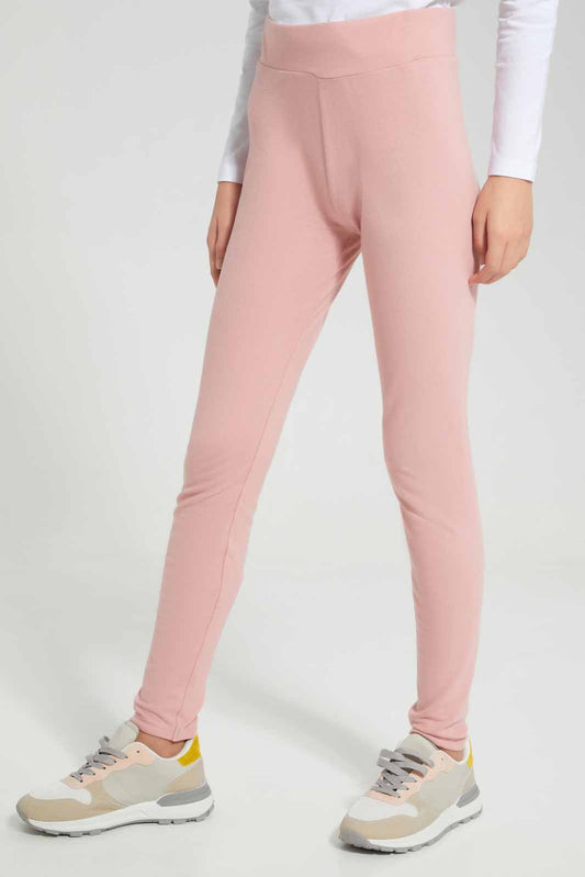 Redtag-Pink-Pique-Leggings-Category:Leggings,-Colour:Apricot,-Deals:New-In,-Filter:Senior-Girls-(8-to-14-Yrs),-GSR-Leggings,-New-In-GSR-APL,-Non-Sale,-Section:Girls-(0-to-14Yrs),-TBL,-W22A-Senior-Girls-9 to 14 Years