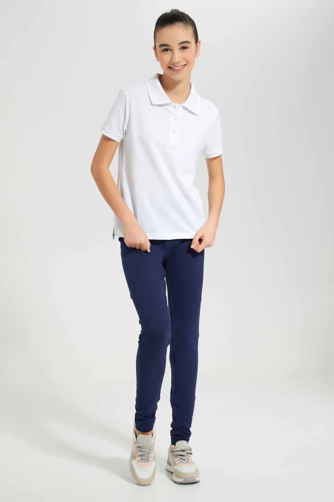 Redtag-Navy-Pique-Leggings-Category:Leggings,-Colour:Navy,-Deals:New-In,-Filter:Senior-Girls-(8-to-14-Yrs),-GSR-Leggings,-New-In-GSR-APL,-Non-Sale,-Section:Girls-(0-to-14Yrs),-TBL,-W22A-Senior-Girls-9 to 14 Years