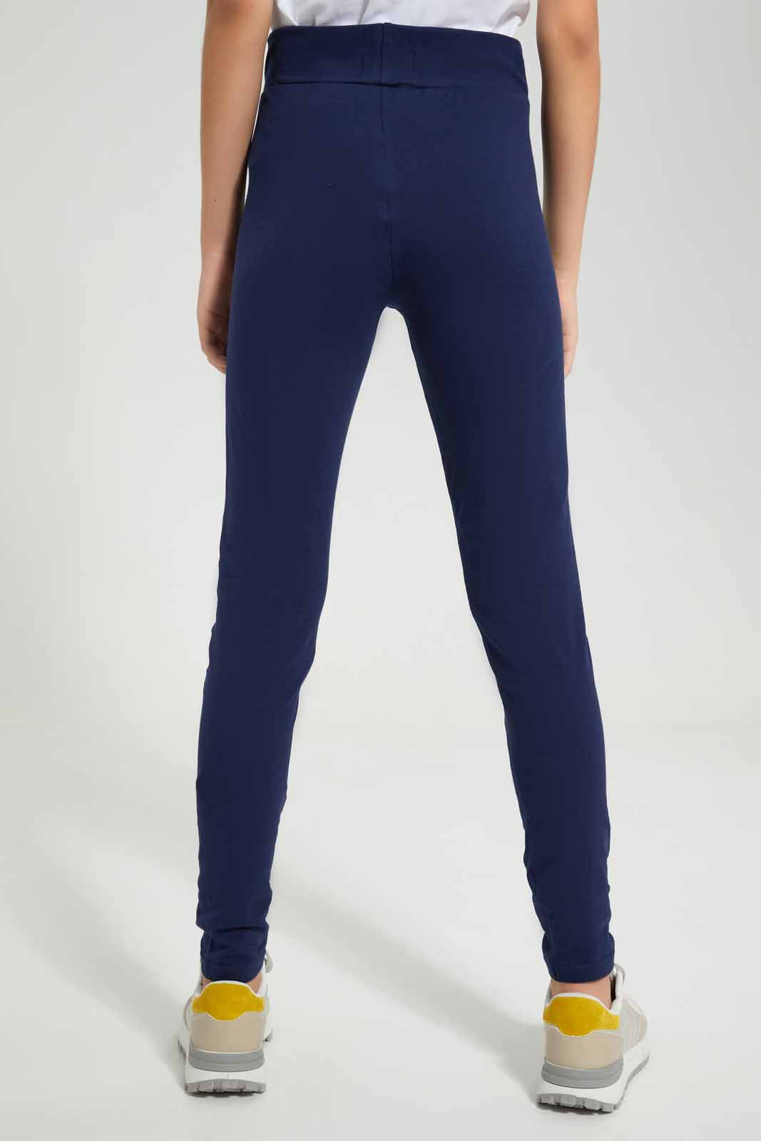 Redtag-Navy-Pique-Leggings-Category:Leggings,-Colour:Navy,-Deals:New-In,-Filter:Senior-Girls-(8-to-14-Yrs),-GSR-Leggings,-New-In-GSR-APL,-Non-Sale,-Section:Girls-(0-to-14Yrs),-TBL,-W22A-Senior-Girls-9 to 14 Years