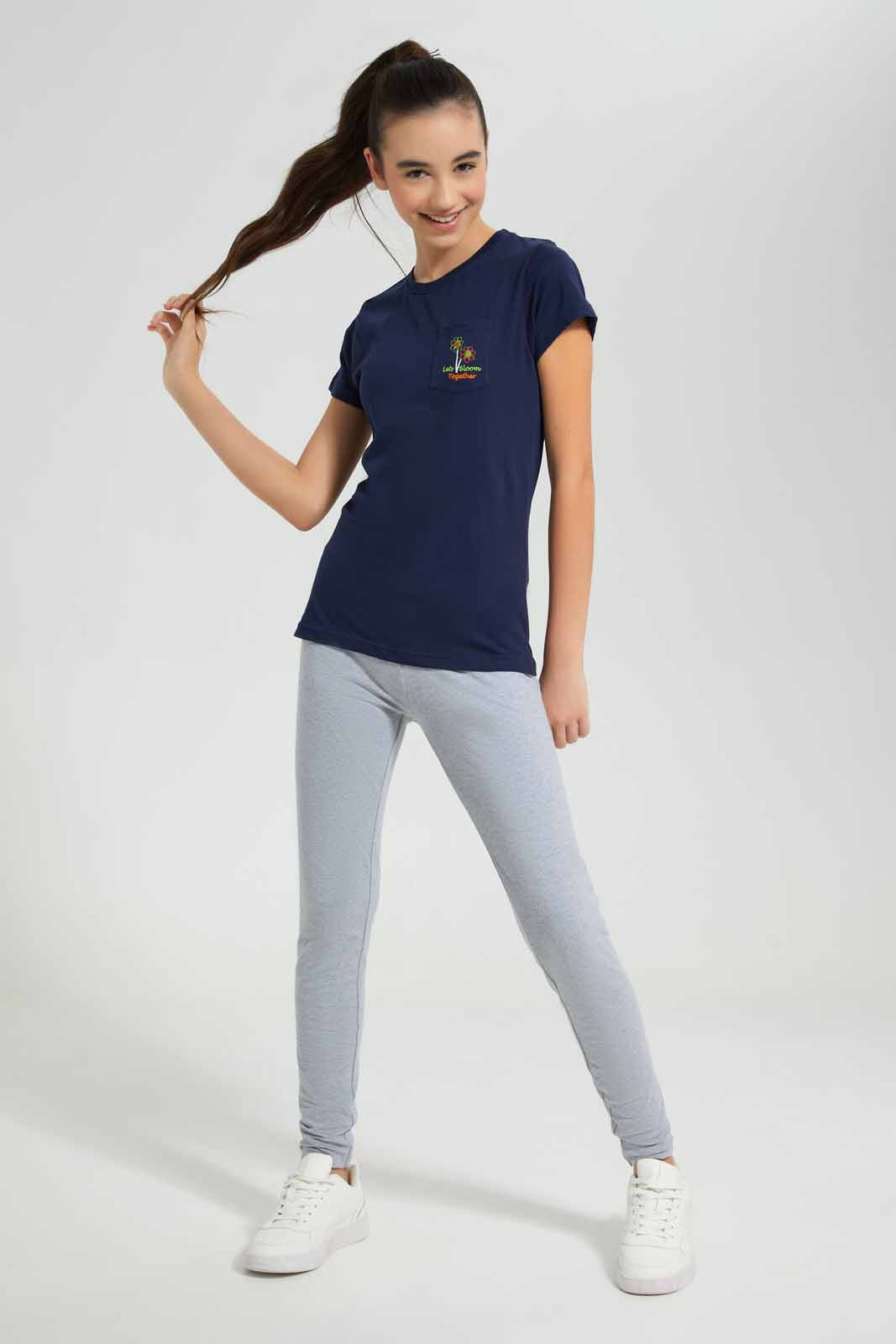 Redtag-Grey-Melange-Pique-Leggings-Category:Leggings,-Colour:Grey,-Deals:New-In,-Filter:Senior-Girls-(8-to-14-Yrs),-GSR-Leggings,-New-In-GSR-APL,-Non-Sale,-Section:Girls-(0-to-14Yrs),-TBL,-W22A-Senior-Girls-9 to 14 Years
