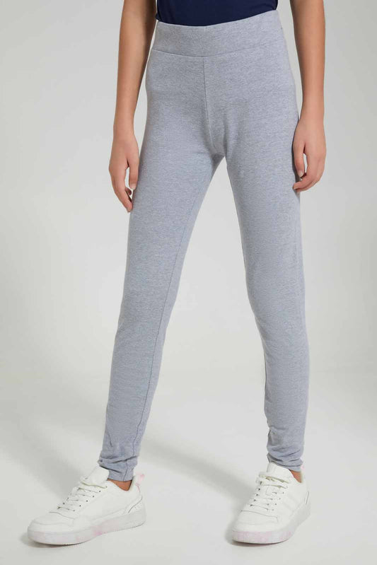 Redtag-Grey-Melange-Pique-Leggings-Category:Leggings,-Colour:Grey,-Deals:New-In,-Filter:Senior-Girls-(8-to-14-Yrs),-GSR-Leggings,-New-In-GSR-APL,-Non-Sale,-Section:Girls-(0-to-14Yrs),-TBL,-W22A-Senior-Girls-9 to 14 Years
