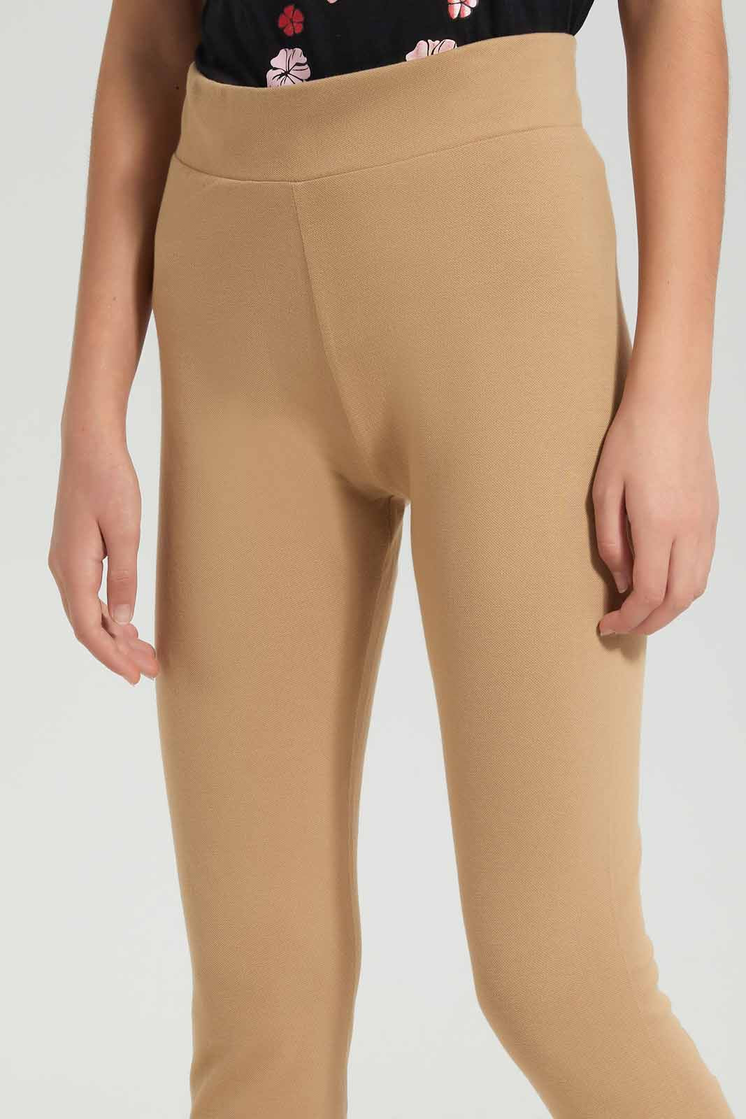 Redtag-Beige-Pique-Leggings-Category:Leggings,-Colour:Beige,-Deals:New-In,-Filter:Senior-Girls-(8-to-14-Yrs),-GSR-Leggings,-New-In-GSR-APL,-Non-Sale,-Section:Girls-(0-to-14Yrs),-TBL,-W22A-Senior-Girls-9 to 14 Years
