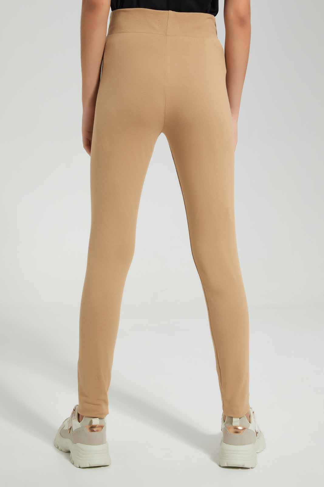 Redtag-Beige-Pique-Leggings-Category:Leggings,-Colour:Beige,-Deals:New-In,-Filter:Senior-Girls-(8-to-14-Yrs),-GSR-Leggings,-New-In-GSR-APL,-Non-Sale,-Section:Girls-(0-to-14Yrs),-TBL,-W22A-Senior-Girls-9 to 14 Years