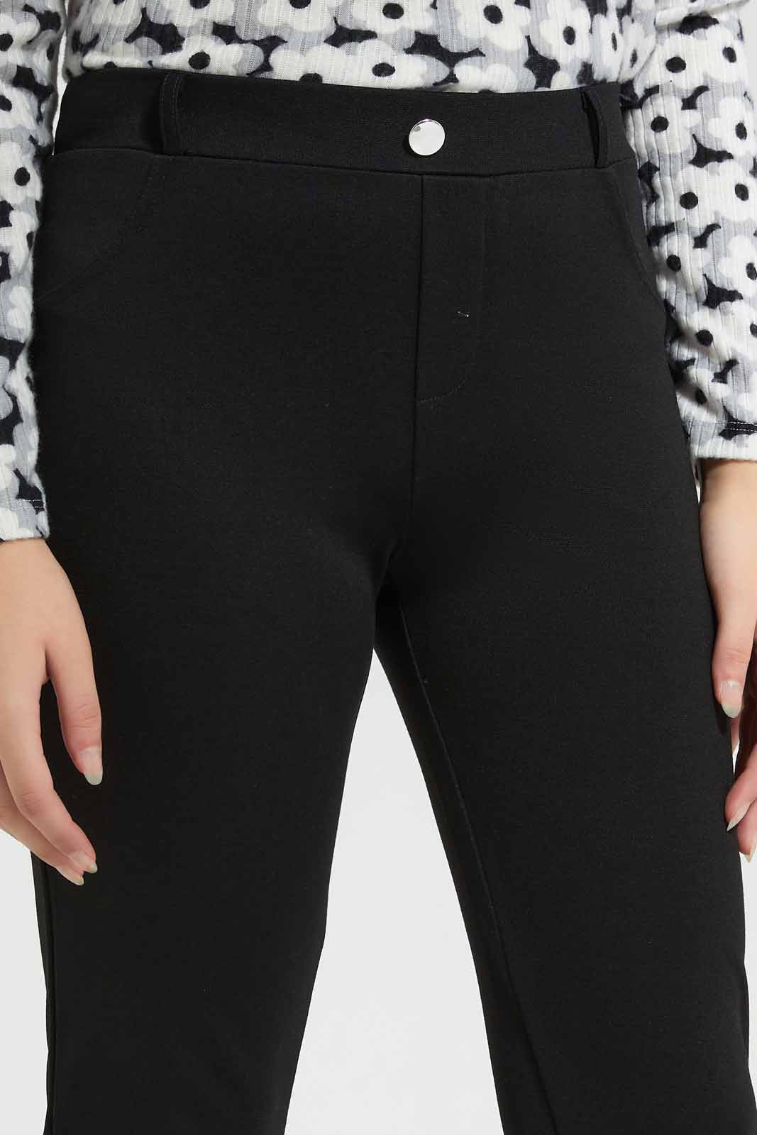 Redtag-Black-Knitted-Skinny-Category:Trousers,-Colour:Black,-Deals:New-In,-Filter:Senior-Girls-(8-to-14-Yrs),-GSR-Trousers,-New-In-GSR-APL,-Non-Sale,-Section:Girls-(0-to-14Yrs),-TBL,-W22A-Senior-Girls-9 to 14 Years
