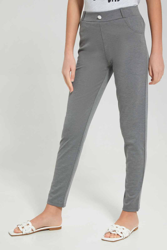 Redtag-Grey-melange-Knitted-Skinny-Category:Trousers,-Colour:Grey,-Deals:New-In,-Filter:Senior-Girls-(8-to-14-Yrs),-GSR-Trousers,-New-In-GSR-APL,-Non-Sale,-Section:Girls-(0-to-14Yrs),-TBL,-W22A-Senior-Girls-9 to 14 Years