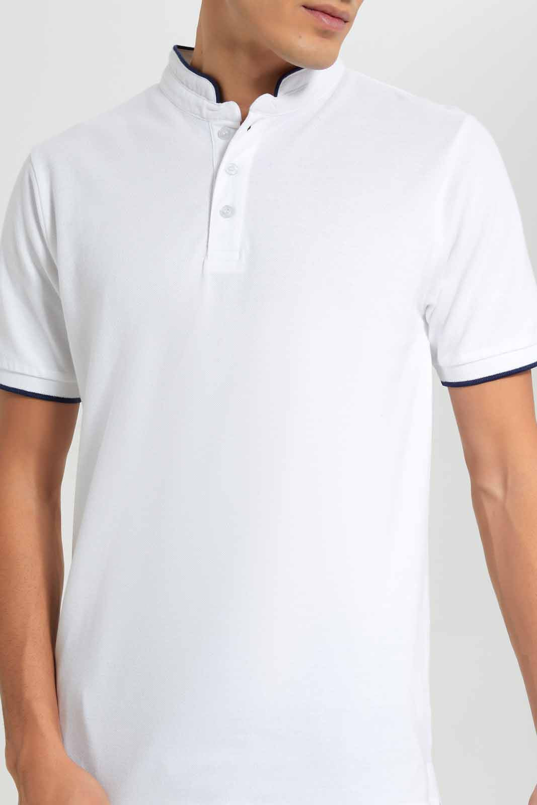 Redtag-White-Standup-Collar-Polo-Shirt-Category:Polo-T-Shirts,-Colour:White,-Deals:New-In,-Filter:Men's-Clothing,-Men-Polo-T-Shirts,-New-In-Men-APL,-Non-Sale,-Section:Men,-TBL,-W22A-Men's-
