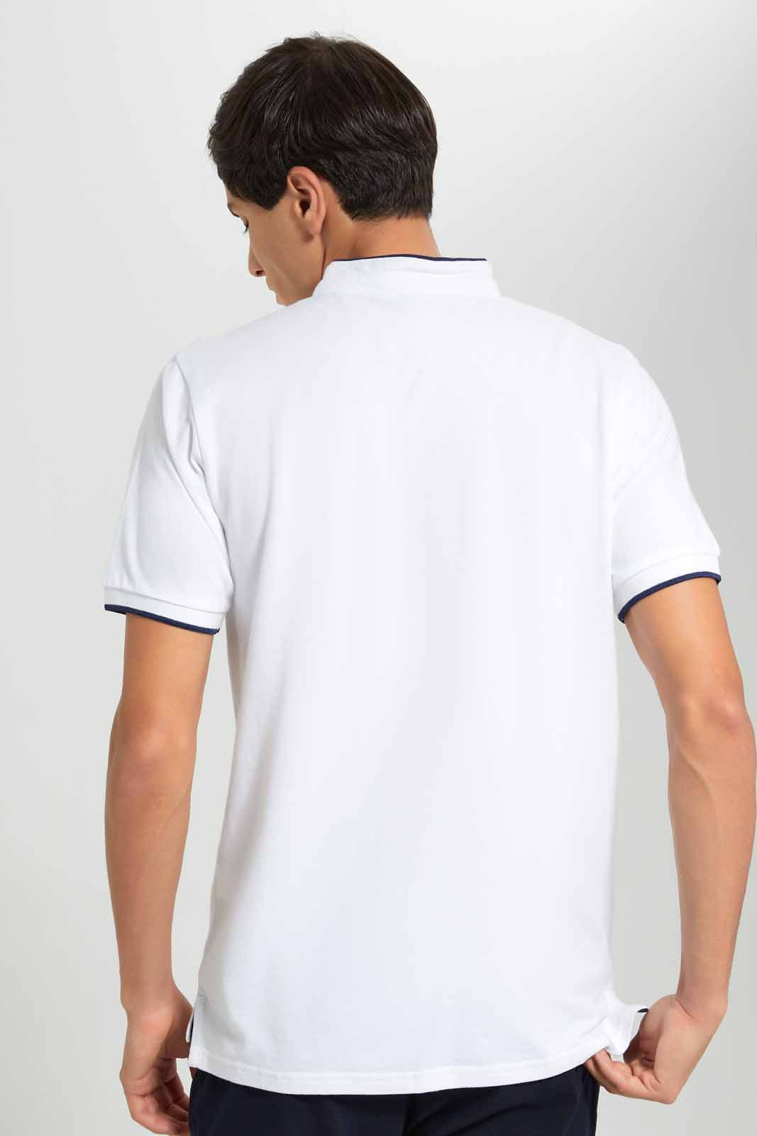 Redtag-White-Standup-Collar-Polo-Shirt-Category:Polo-T-Shirts,-Colour:White,-Deals:New-In,-Filter:Men's-Clothing,-Men-Polo-T-Shirts,-New-In-Men-APL,-Non-Sale,-Section:Men,-TBL,-W22A-Men's-