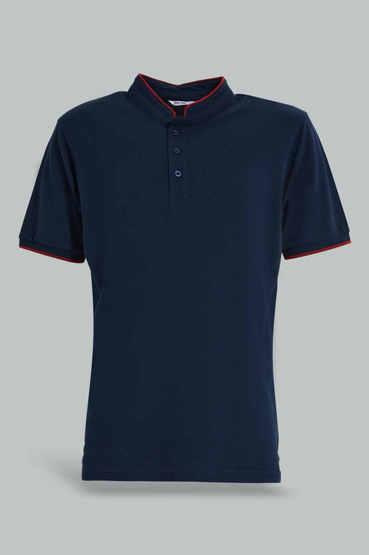 Redtag-Navy-Standup-Collar-Polo-Shirt-Category:Polo-T-Shirts,-Colour:Navy,-Deals:New-In,-Filter:Men's-Clothing,-Men-Polo-T-Shirts,-New-In-Men-APL,-Non-Sale,-Section:Men,-TBL,-W22A-Men's-
