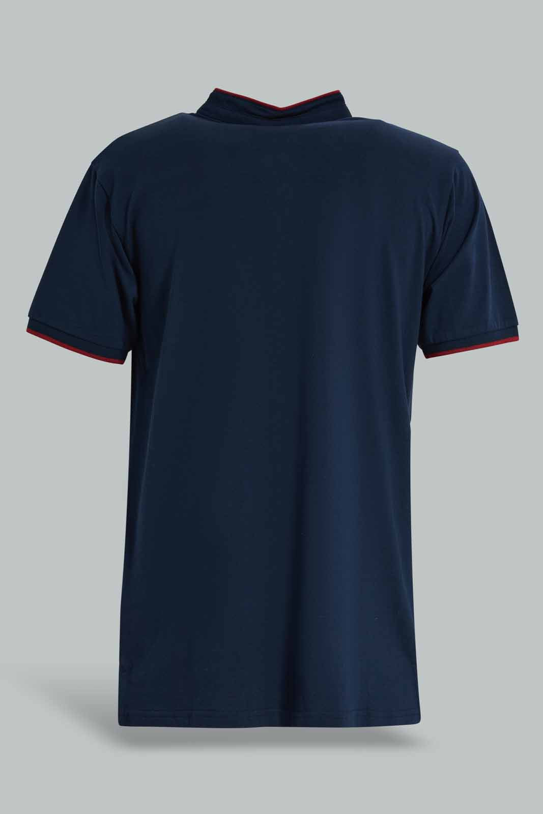 Redtag-Navy-Standup-Collar-Polo-Shirt-Category:Polo-T-Shirts,-Colour:Navy,-Deals:New-In,-Filter:Men's-Clothing,-Men-Polo-T-Shirts,-New-In-Men-APL,-Non-Sale,-Section:Men,-TBL,-W22A-Men's-
