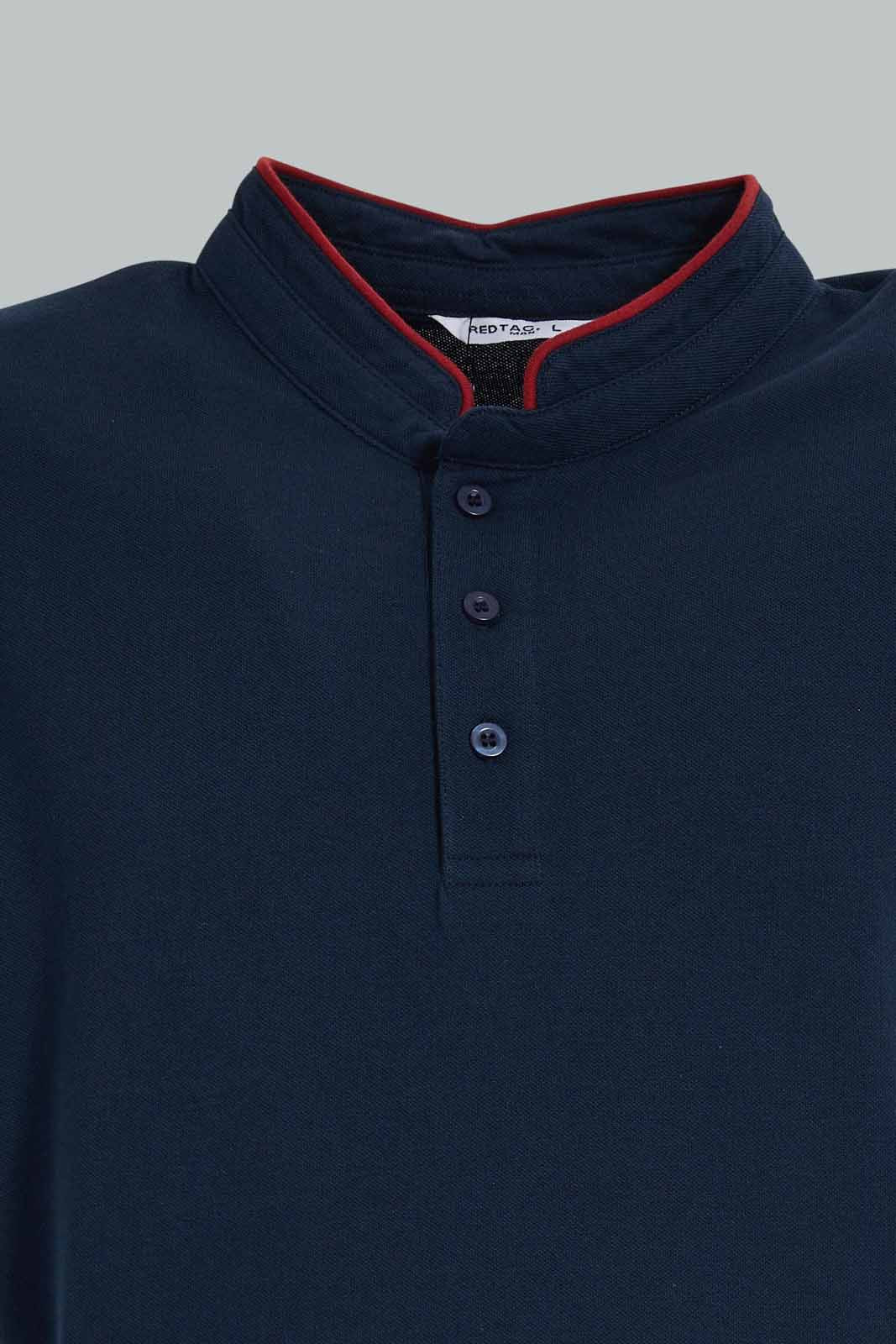 Redtag-Navy-Standup-Collar-Polo-Shirt-Category:Polo-T-Shirts,-Colour:Navy,-Deals:New-In,-Filter:Men's-Clothing,-Men-Polo-T-Shirts,-New-In-Men-APL,-Non-Sale,-Section:Men,-TBL,-W22A-Men's-