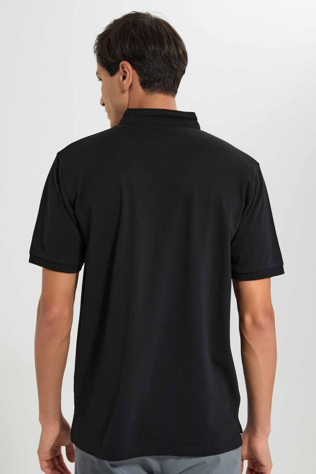 Redtag-Black-Standup-Collar-Polo-Shirt-Category:Polo-T-Shirts,-Colour:Black,-Deals:New-In,-Filter:Men's-Clothing,-Men-Polo-T-Shirts,-New-In-Men-APL,-Non-Sale,-Section:Men,-TBL,-W22A-Men's-