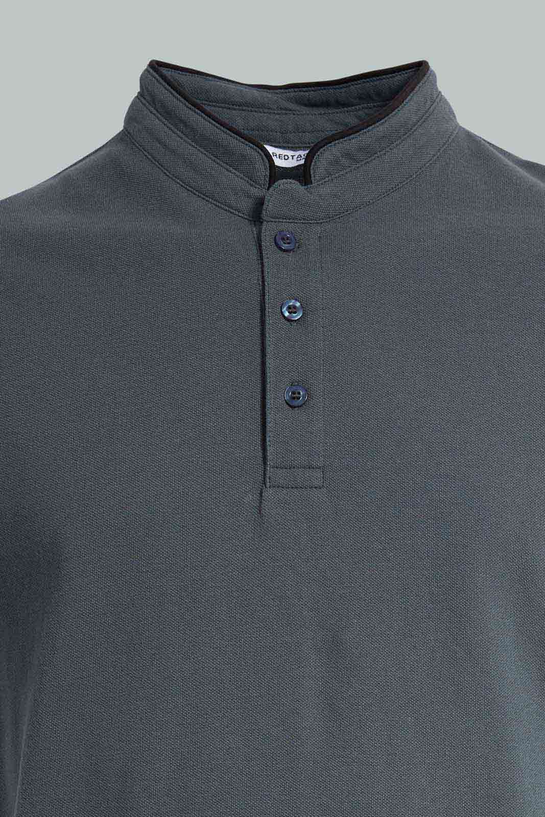 Redtag-Slate-Gray-Standup-Collar-Polo-Shirt-Category:Polo-T-Shirts,-Colour:Charcoal,-Deals:New-In,-Filter:Men's-Clothing,-Men-Polo-T-Shirts,-New-In-Men-APL,-Non-Sale,-Section:Men,-TBL,-W22A-Men's-