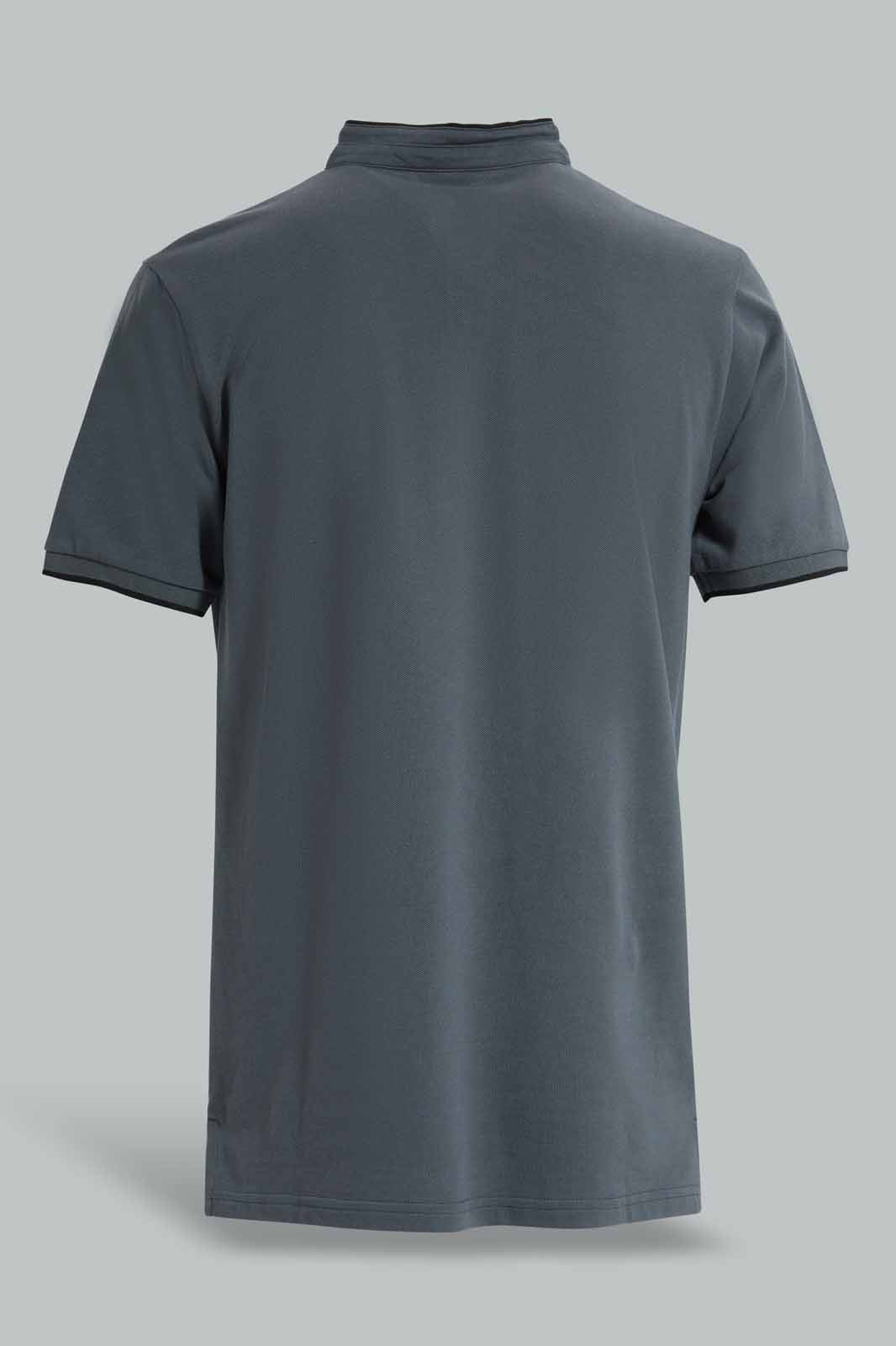 Redtag-Slate-Gray-Standup-Collar-Polo-Shirt-Category:Polo-T-Shirts,-Colour:Charcoal,-Deals:New-In,-Filter:Men's-Clothing,-Men-Polo-T-Shirts,-New-In-Men-APL,-Non-Sale,-Section:Men,-TBL,-W22A-Men's-