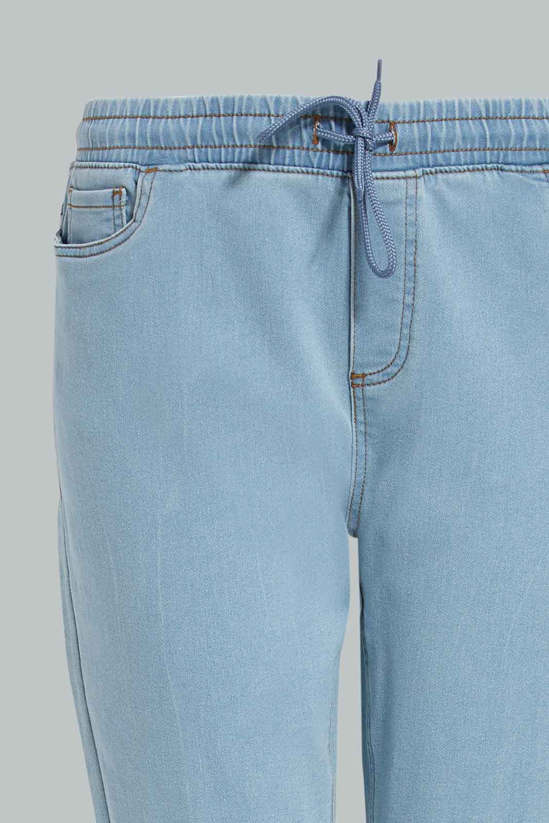 Redtag-Light-Wash-Knit-Denim-Jogger-Category:Jeans,-Colour:Light-Wash,-Deals:New-In,-Filter:Women's-Clothing,-FIT-WALL-(FTW),-New-In-Women-APL,-Non-Sale,-Section:Women,-W22A,-Women-Jeans-Women's-