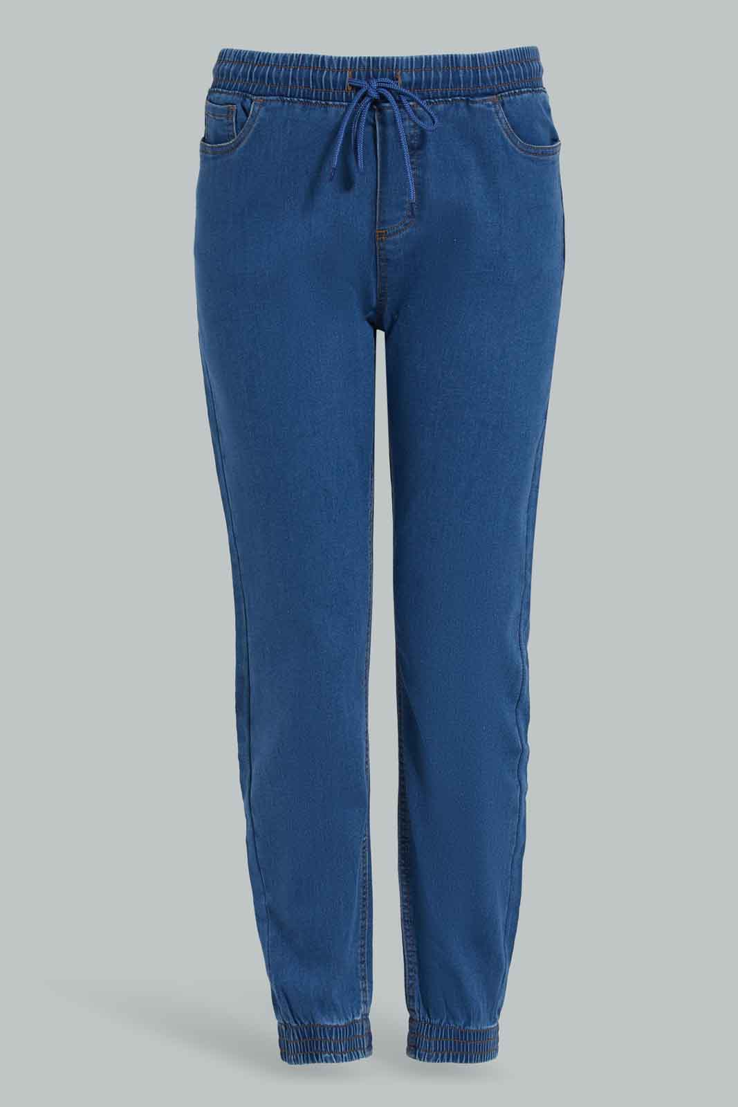 Redtag-Dark-Wash-Knit-Denim-Jogger-Category:Jeans,-Colour:Dark-Wash,-Deals:New-In,-Filter:Women's-Clothing,-FIT-WALL-(FTW),-New-In-Women-APL,-Non-Sale,-Section:Women,-W22A,-Women-Jeans-Women's-