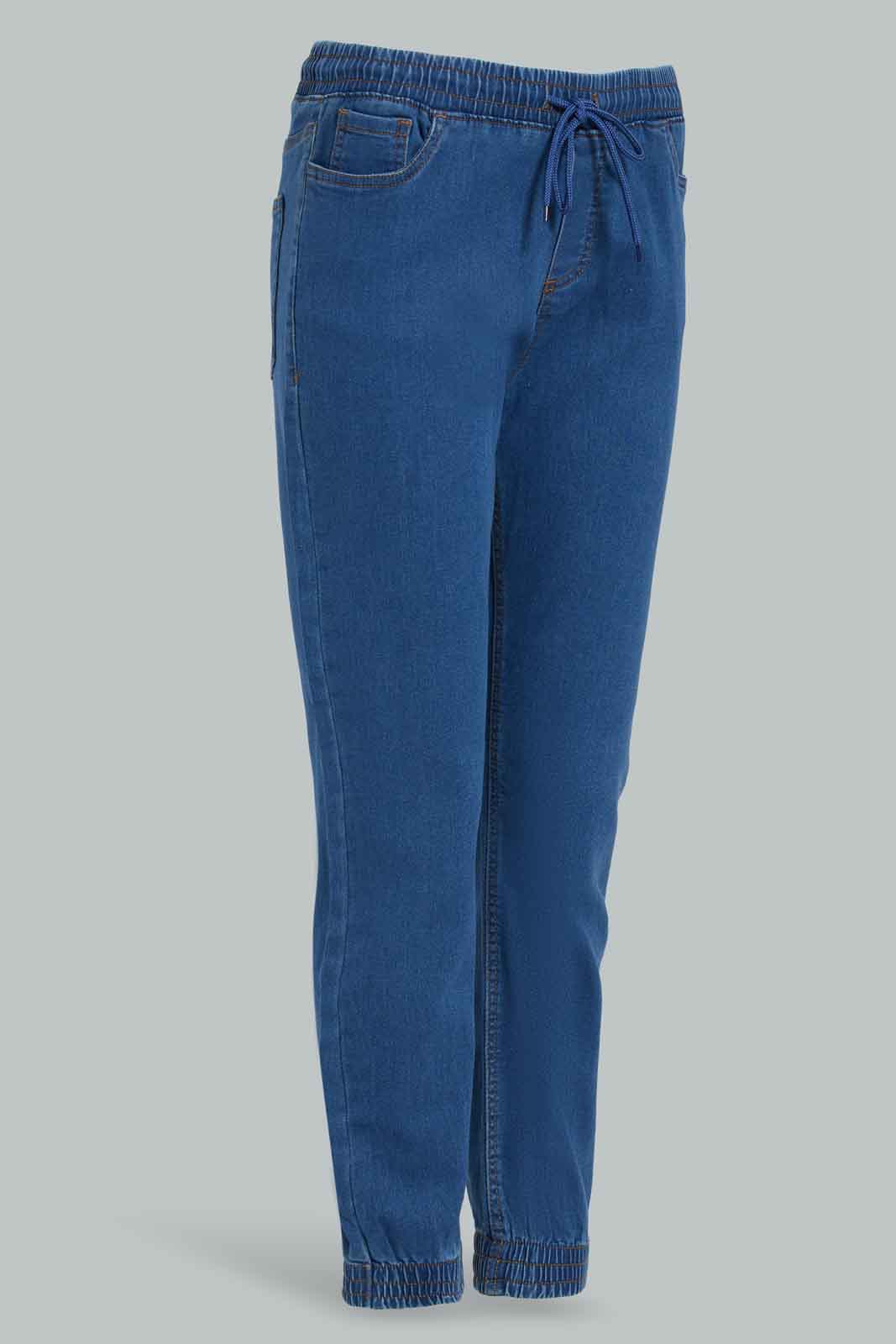 Redtag-Dark-Wash-Knit-Denim-Jogger-Category:Jeans,-Colour:Dark-Wash,-Deals:New-In,-Filter:Women's-Clothing,-FIT-WALL-(FTW),-New-In-Women-APL,-Non-Sale,-Section:Women,-W22A,-Women-Jeans-Women's-
