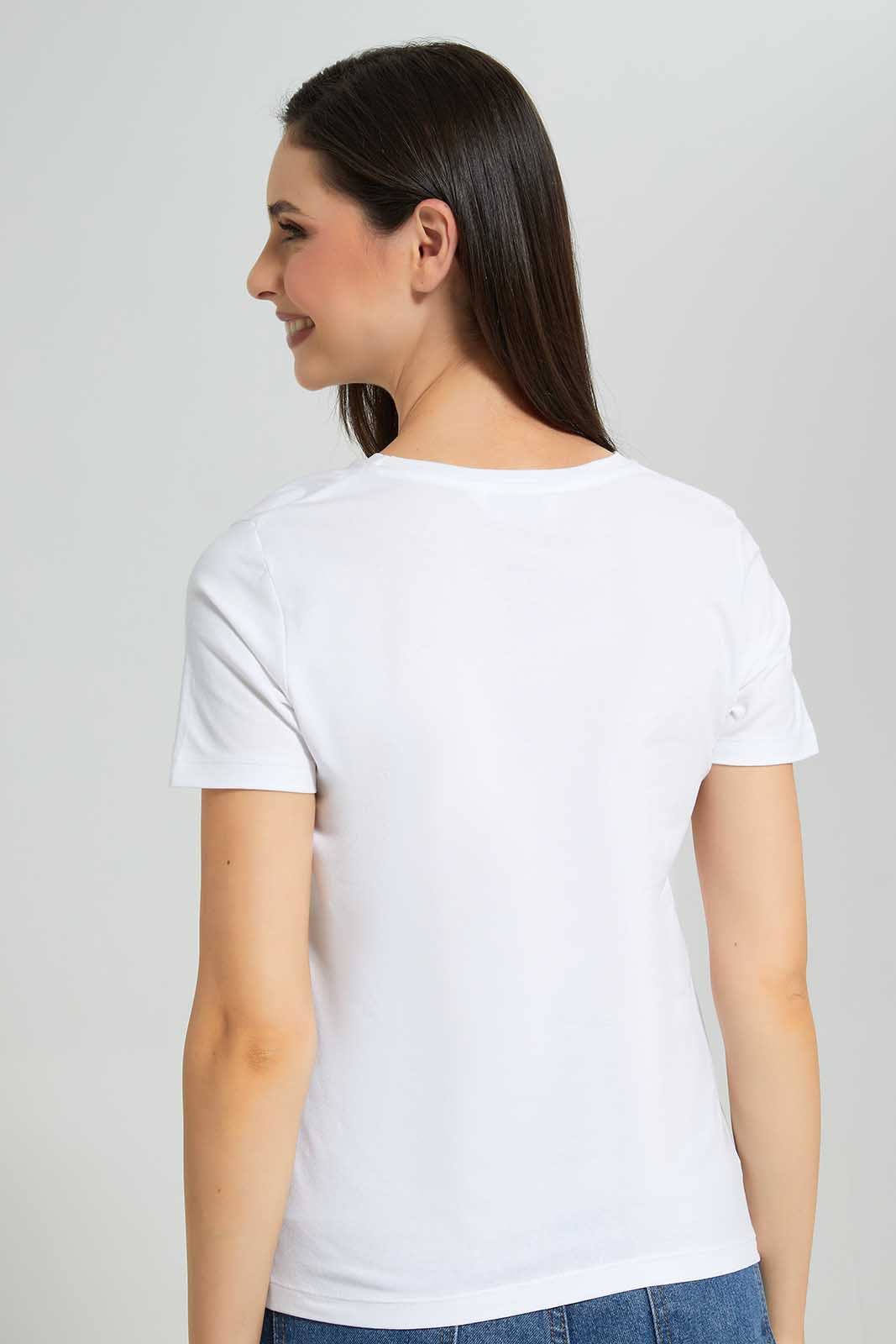 Redtag-White-Short-Sleeve-V-Neck-T-Shirt-Category:T-Shirts,-Colour:White,-Deals:New-In,-Filter:Women's-Clothing,-New-In-Women-APL,-Non-Sale,-Section:Women,-TBL,-W22A,-Women-T-Shirts-Women's-