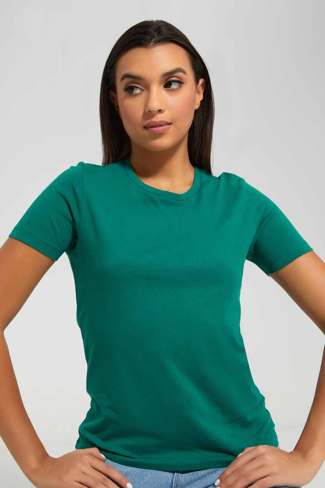 Redtag-Green-Short-Sleeve-Crew-Neck-T-Shirt-Category:T-Shirts,-Colour:Green,-Deals:New-In,-Filter:Women's-Clothing,-New-In-Women-APL,-Non-Sale,-Section:Women,-TBL,-W22A,-Women-T-Shirts-Women's-