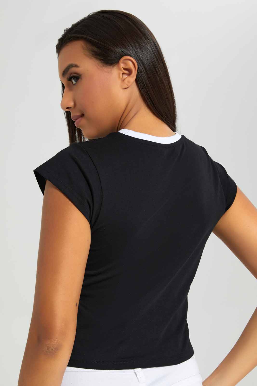 Redtag-Black-Printed-T-Shirt-For-Women-Category:T-Shirts,-Colour:Black,-Deals:New-In,-Filter:Women's-Clothing,-New-In-Women-APL,-Non-Sale,-Section:Women,-W22A,-Women-T-Shirts-Women's-