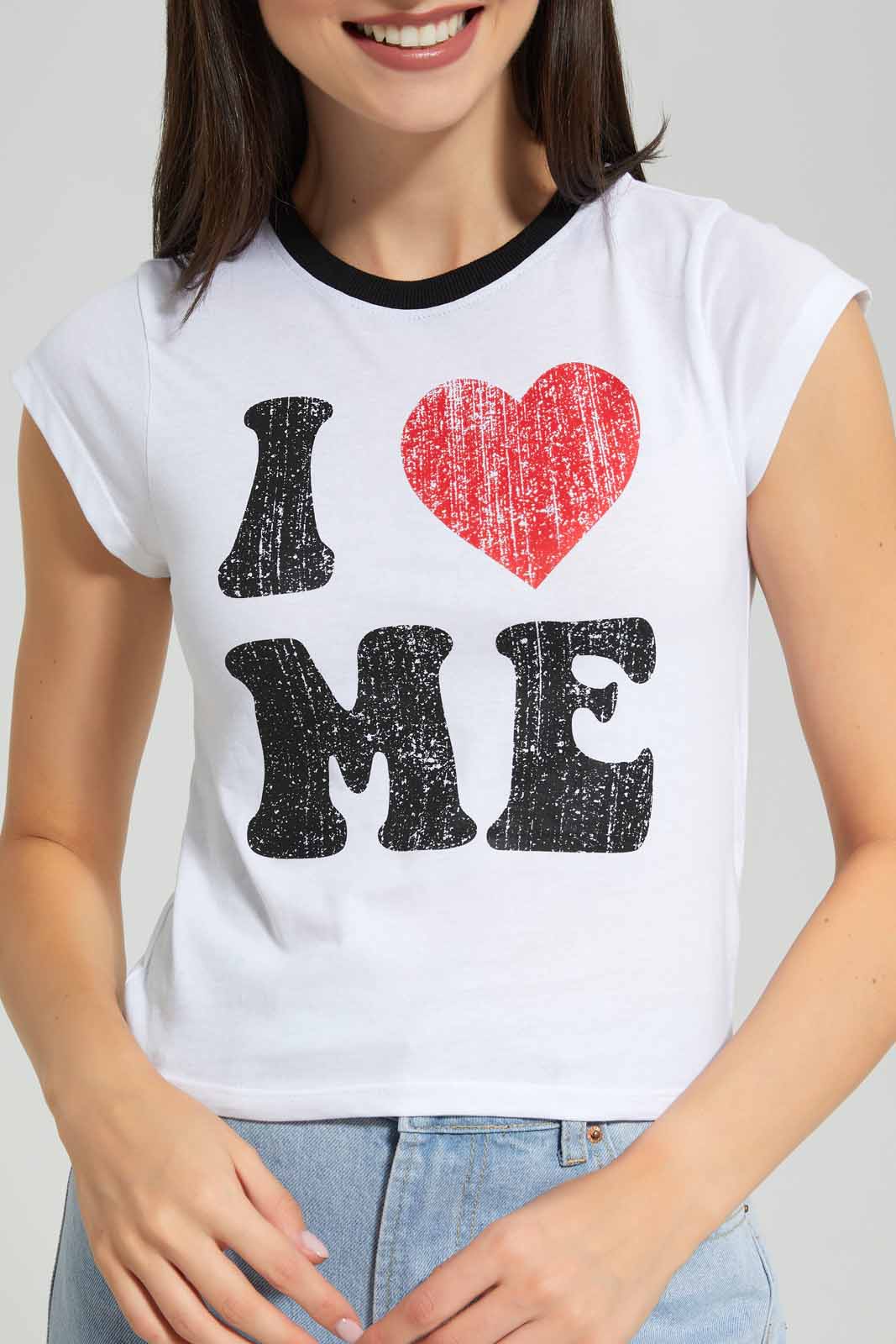 Redtag-White-Slogan-T-Shirt-Category:T-Shirts,-Colour:White,-Deals:New-In,-Filter:Women's-Clothing,-New-In-Women-APL,-Non-Sale,-Section:Women,-W22A,-Women-T-Shirts-Women's-