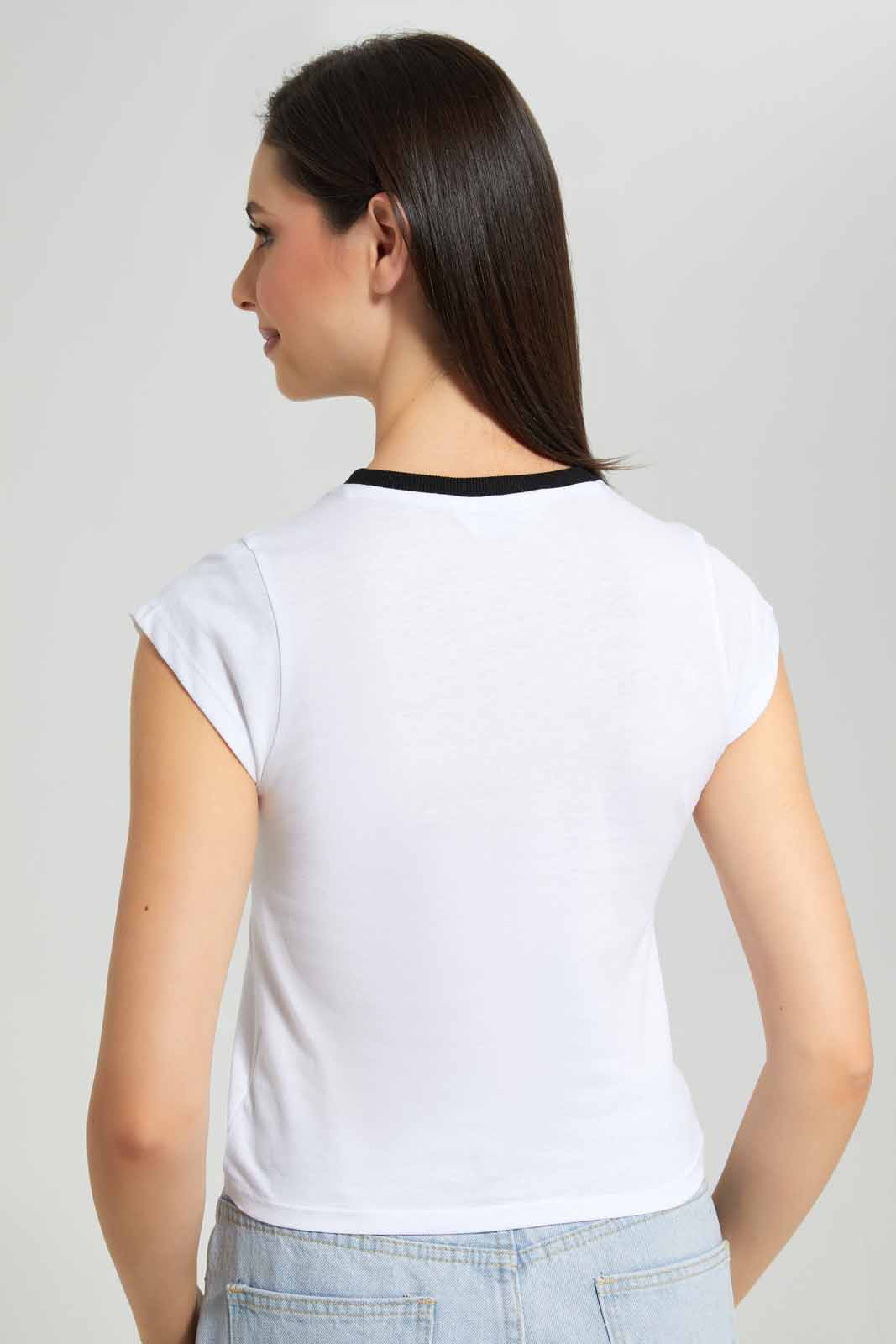 Redtag-White-Slogan-T-Shirt-Category:T-Shirts,-Colour:White,-Deals:New-In,-Filter:Women's-Clothing,-New-In-Women-APL,-Non-Sale,-Section:Women,-W22A,-Women-T-Shirts-Women's-