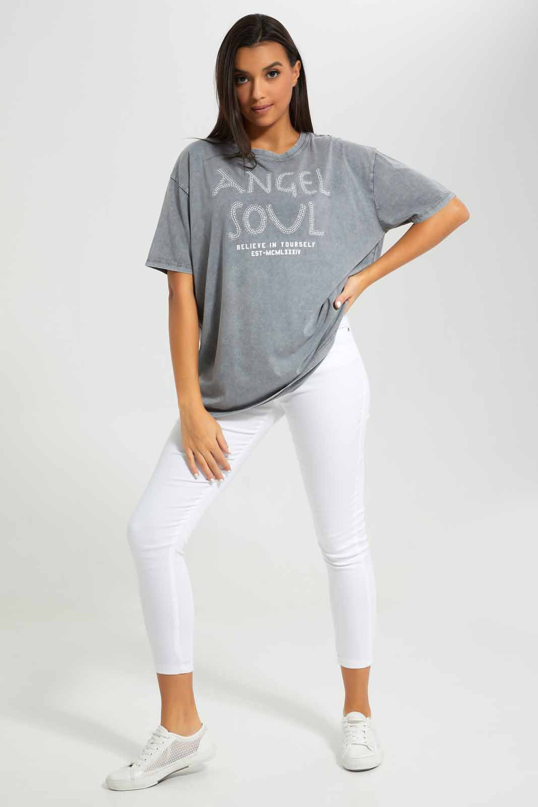 Redtag-Charcoal-Embellished-Acid-Wash-T-Shirt-Category:T-Shirts,-Colour:Charcoal,-Deals:New-In,-Filter:Women's-Clothing,-New-In-Women-APL,-Non-Sale,-Section:Women,-W22A,-Women-T-Shirts-Women's-