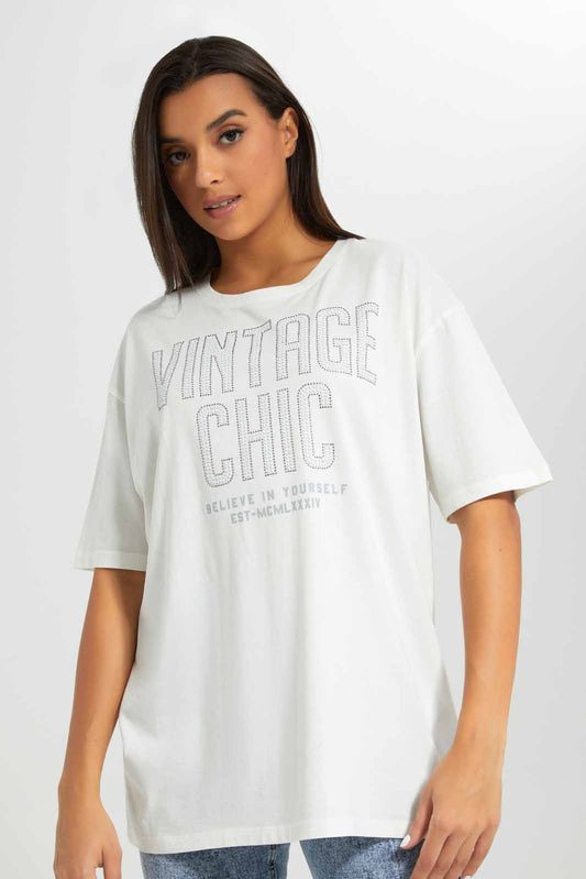 Redtag-Ivory-Embellished-Acid-Wash-T-Shirt-Category:T-Shirts,-Colour:Ivory,-Deals:New-In,-Filter:Women's-Clothing,-New-In-Women-APL,-Non-Sale,-Section:Women,-W22A,-Women-T-Shirts-Women's-