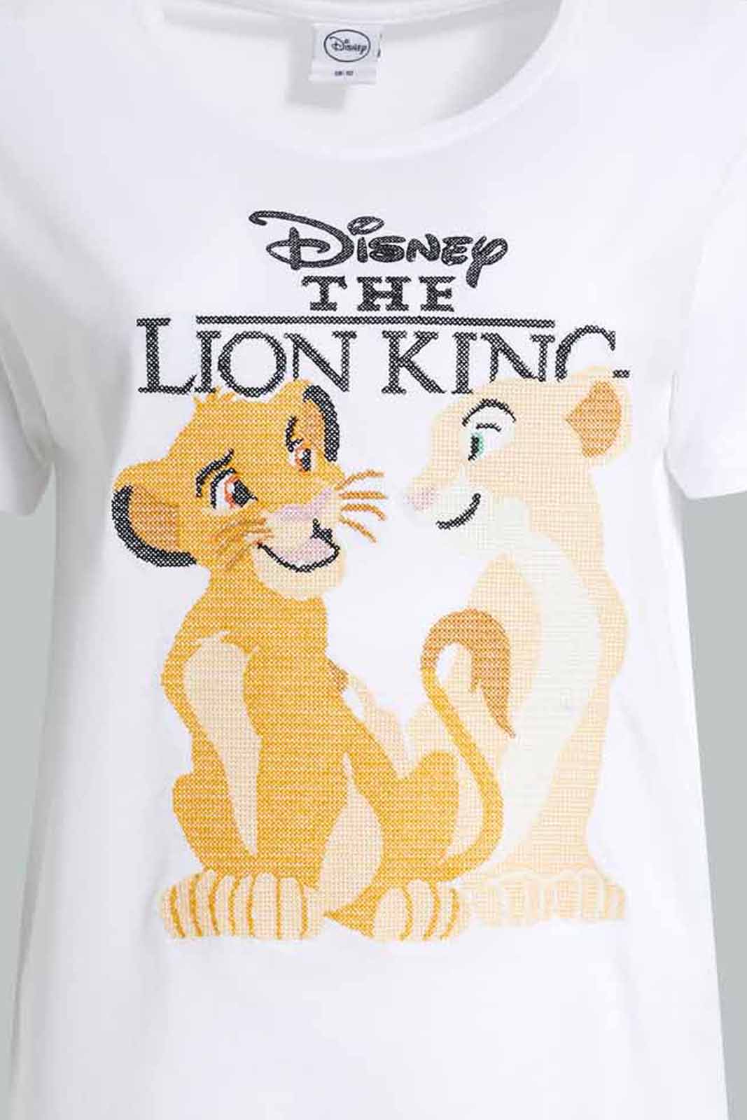 Redtag-White-Lion-King-Oversize-Embroidered-T-Shirt-Category:T-Shirts,-Colour:White,-Deals:New-In,-Filter:Women's-Clothing,-New-In-Women-APL,-Non-Sale,-Section:Women,-W22O,-Women-T-Shirts-Women's-