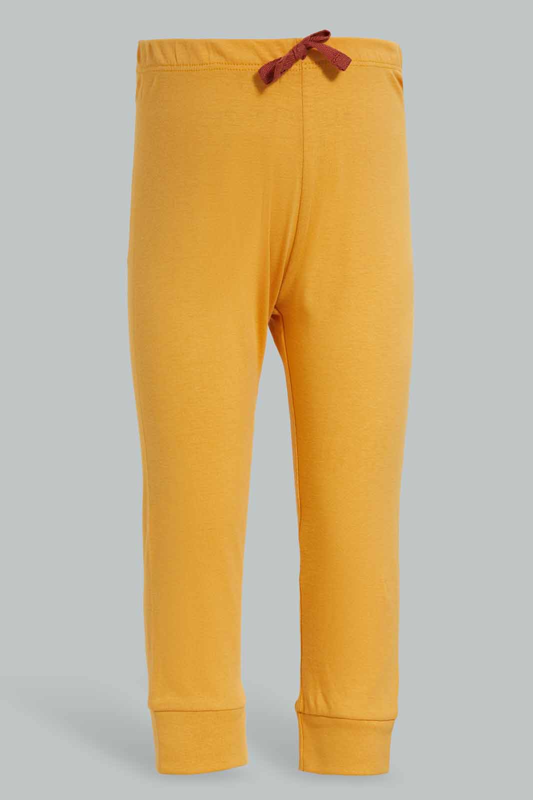 Redtag-Mustard-Honey-Goldcamo-Dino-Ls-Tee-With-Pajama-Pj-SET-(2-Pack)-Category:Pyjama-Sets,-Colour:Mustard,-Deals:New-In,-Filter:Infant-Boys-(3-to-24-Mths),-INB-Pyjama-Sets,-New-In-INB-APL,-Non-Sale,-Section:Boys-(0-to-14Yrs),-W22A-Infant-Boys-3 to 24 Months