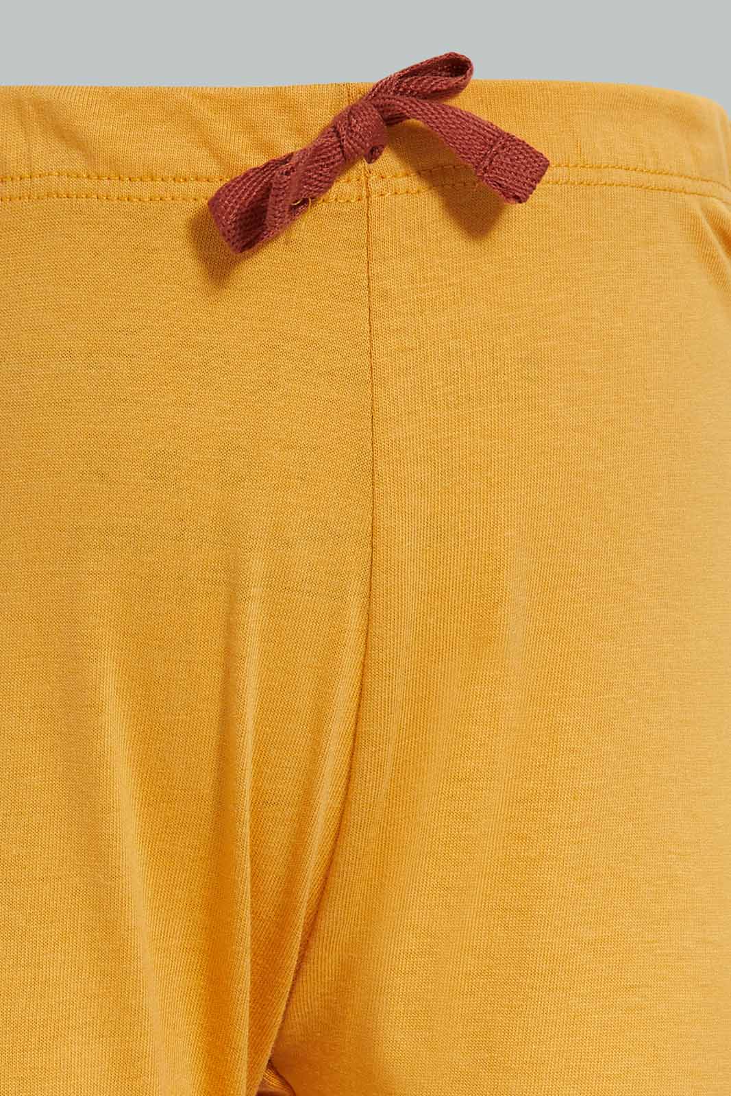 Redtag-Mustard-Honey-Goldcamo-Dino-Ls-Tee-With-Pajama-Pj-SET-(2-Pack)-Category:Pyjama-Sets,-Colour:Mustard,-Deals:New-In,-Filter:Infant-Boys-(3-to-24-Mths),-INB-Pyjama-Sets,-New-In-INB-APL,-Non-Sale,-Section:Boys-(0-to-14Yrs),-W22A-Infant-Boys-3 to 24 Months