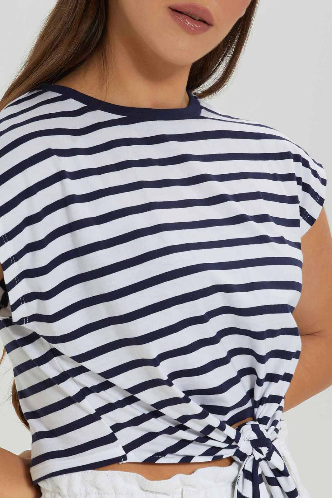 Redtag-Yarn-Dyed-Stripe-Tie-Front-T-Shirt-Bundle,-Category:T-Shirts,-Colour:Assorted,-Deals:3-For-90,-Deals:New-In,-Dept:Ladieswear,-Filter:Women's-Clothing,-New-In-Women-APL,-Section:Women,-W22O,-Women-T-Shirts-Women's-