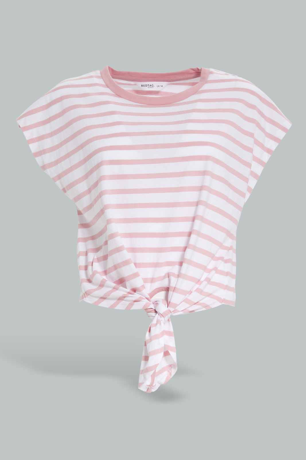 Redtag-Yarn-Dyed-Stripe-Tie-Front-T-Shirt-Bundle,-Category:T-Shirts,-Colour:Assorted,-Deals:3-For-90,-Deals:New-In,-Filter:Women's-Clothing,-New-In-Women-APL,-Section:Women,-W22O,-Women-T-Shirts-Women's-